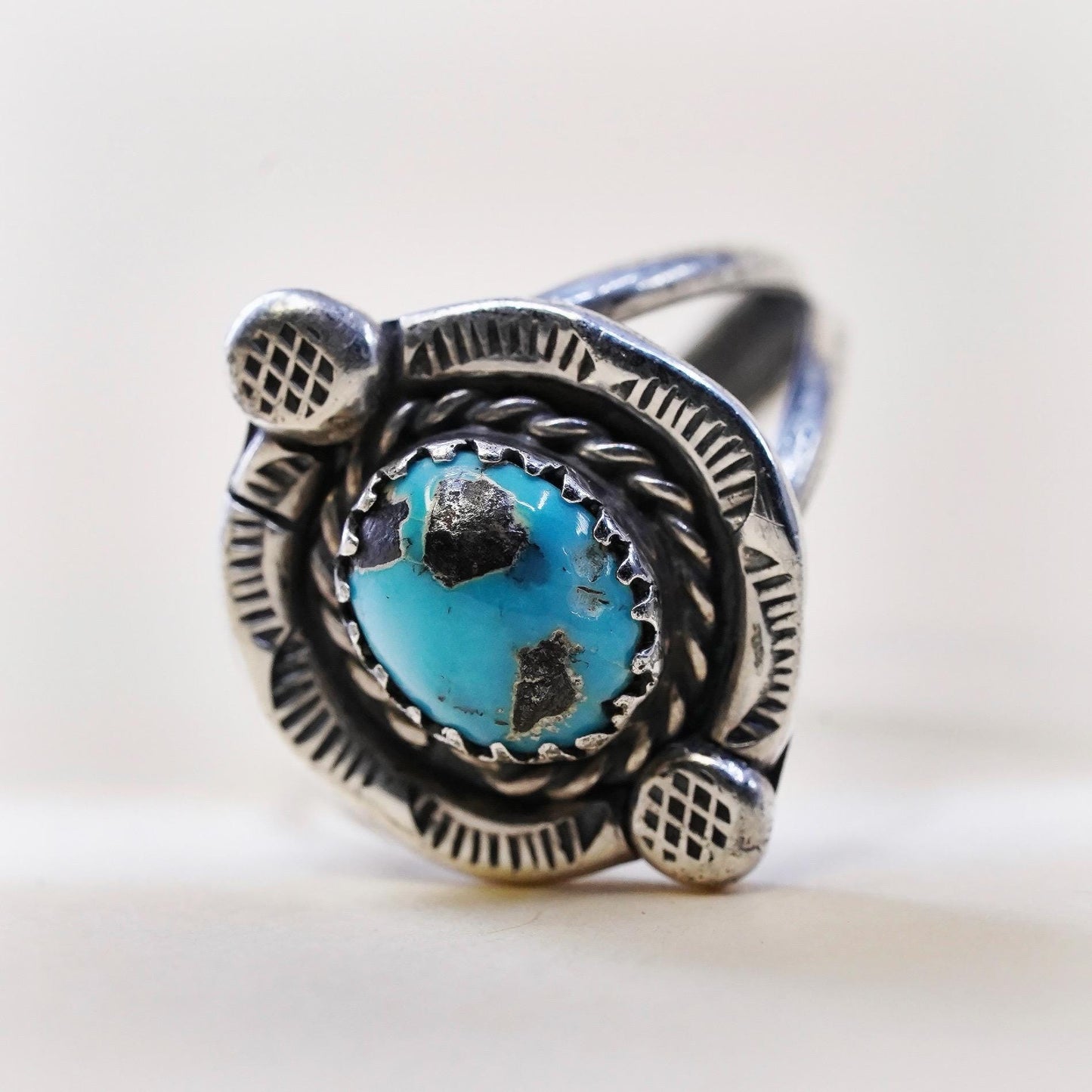 Size 5.5, Native American sterling silver ring 925 ring turquoise, southwestern
