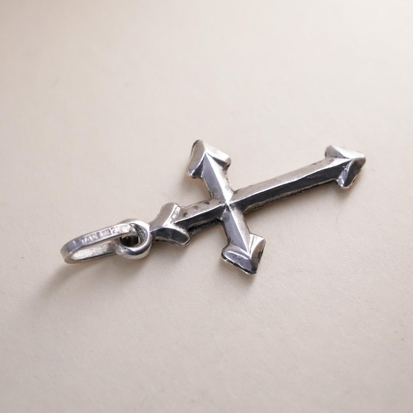 Vintage handmade Sterling silver pendant, 925 cross charm