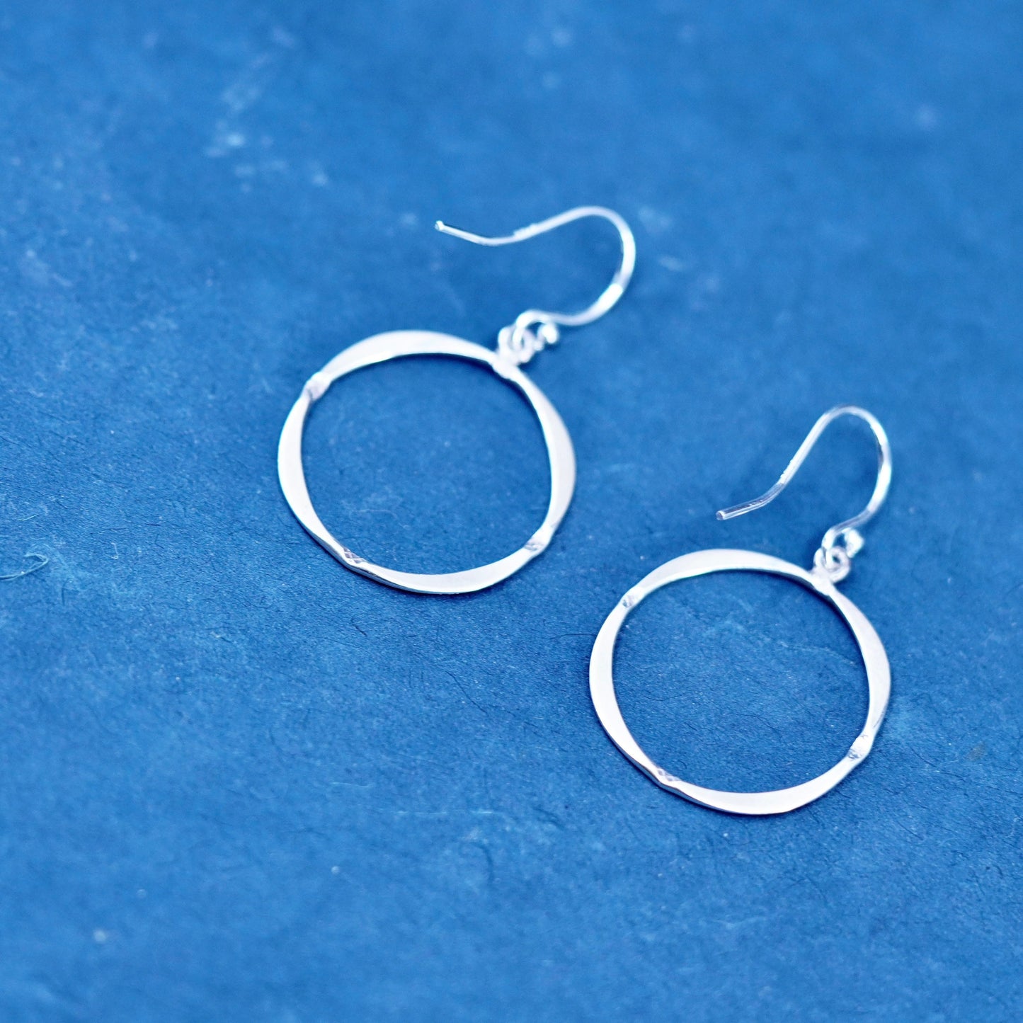 Vintage Sterling Silver handmade Earrings. 925 circle dangles
