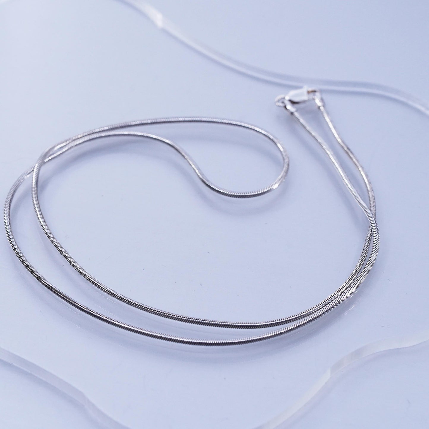 22” 1.6mm, vintage Italian Sterling 925 silver snake chain necklace