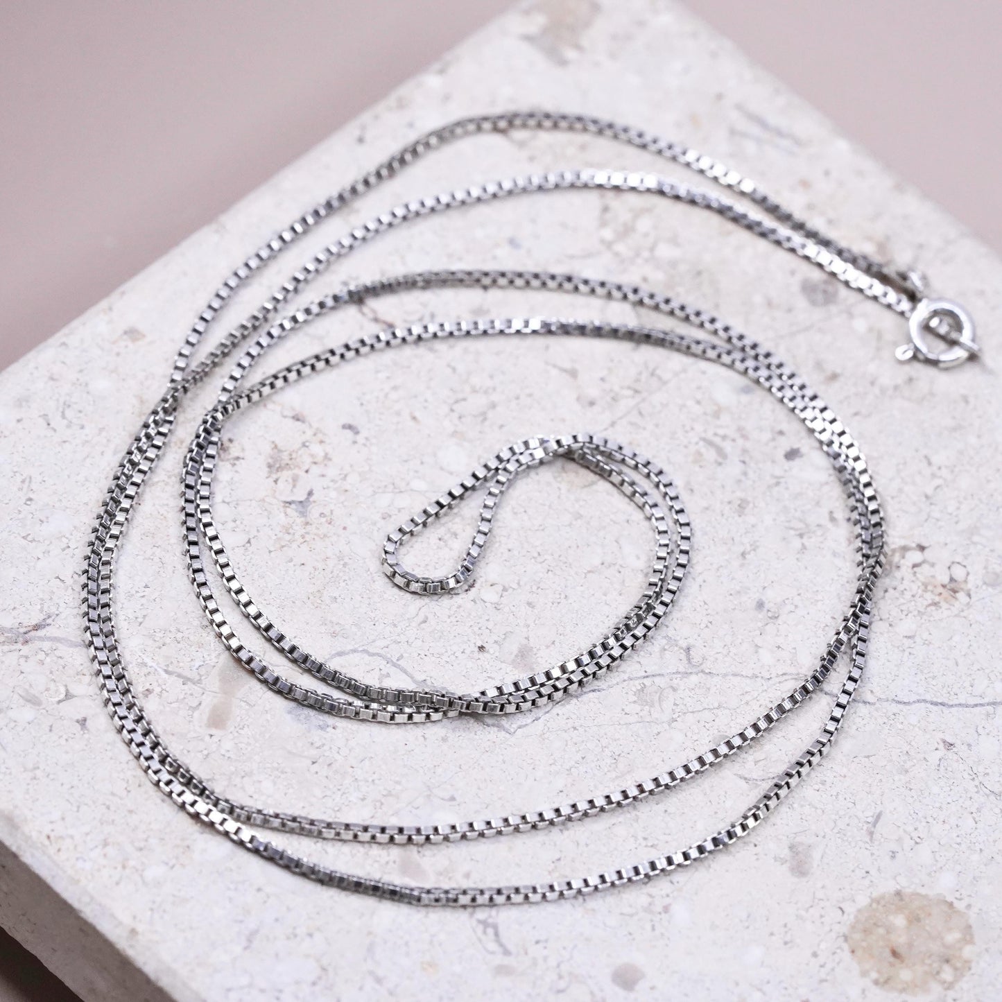 30”, 1mm, vintage Sterling silver handmade necklace, 925 box chain
