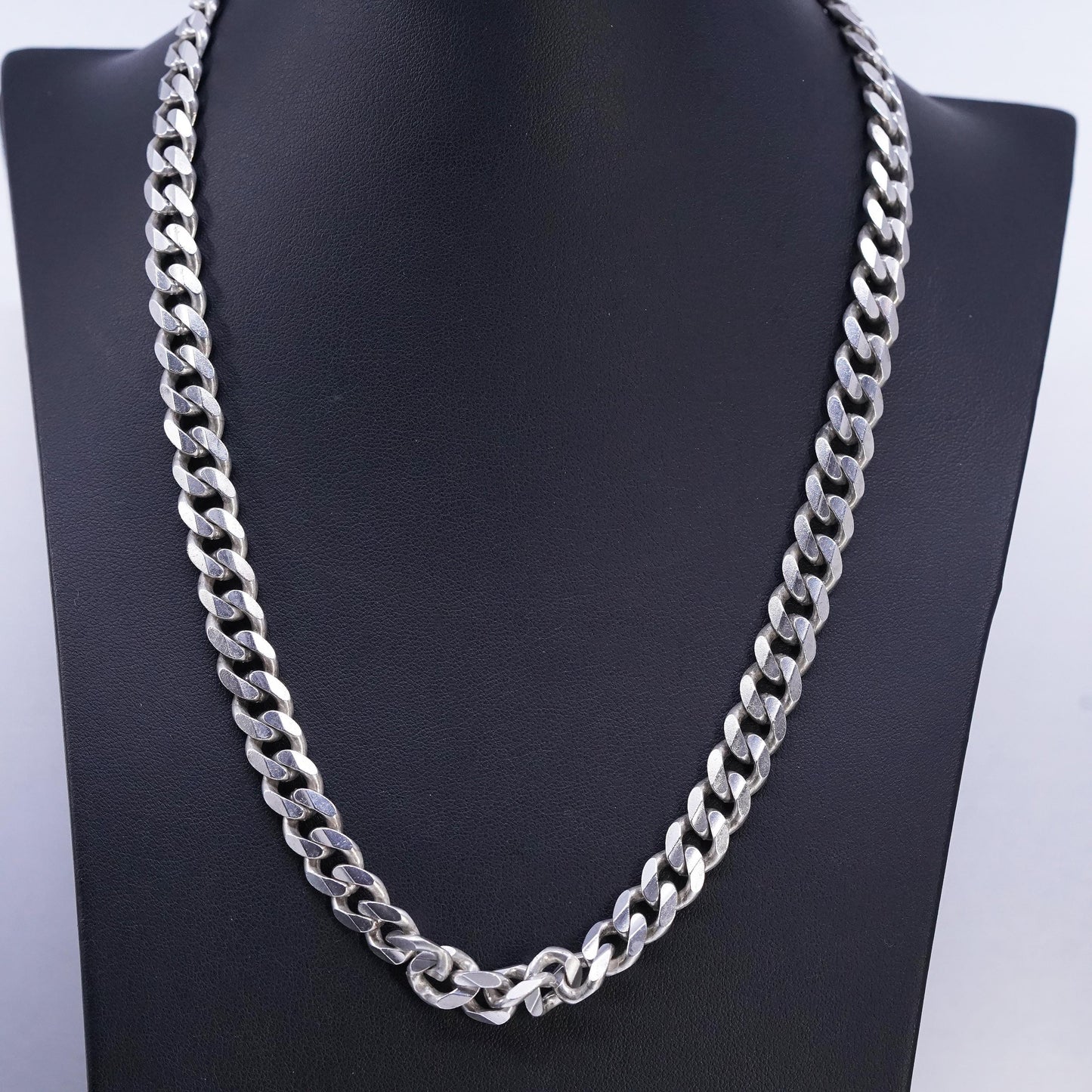 20" 10mm, vintage 192 AR Italian Sterling 925 silver bold curb chain necklace
