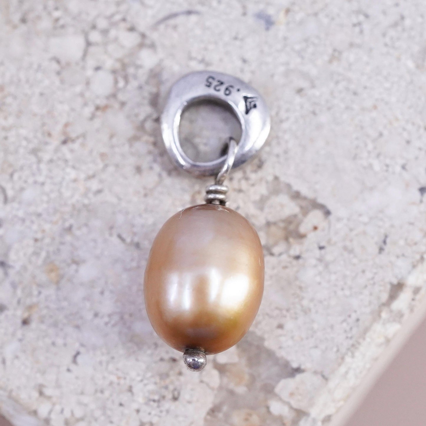 VTG Silpada sterling silver handmade pendant, 925 orange freshwater pearl charm