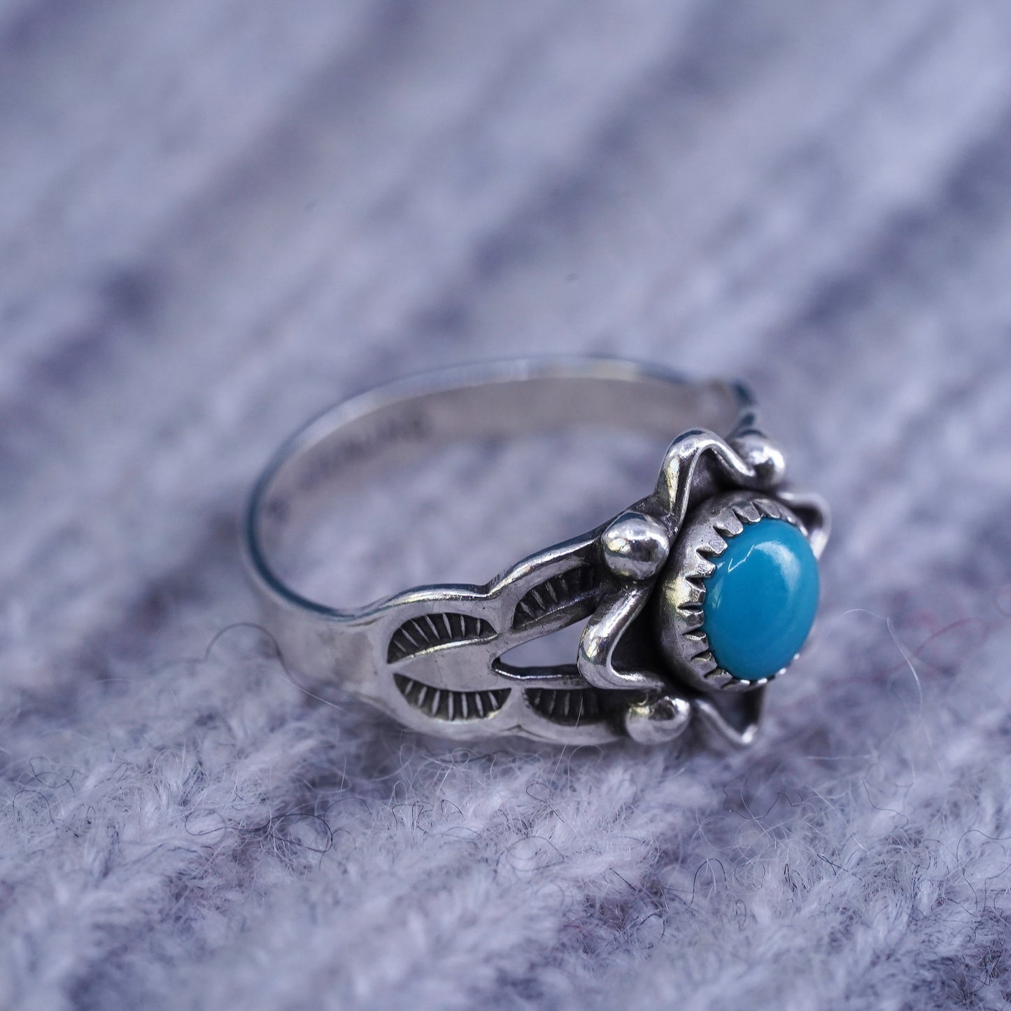 Size 2, bell trading post Sterling 925 silver ring, Native American, turquoise