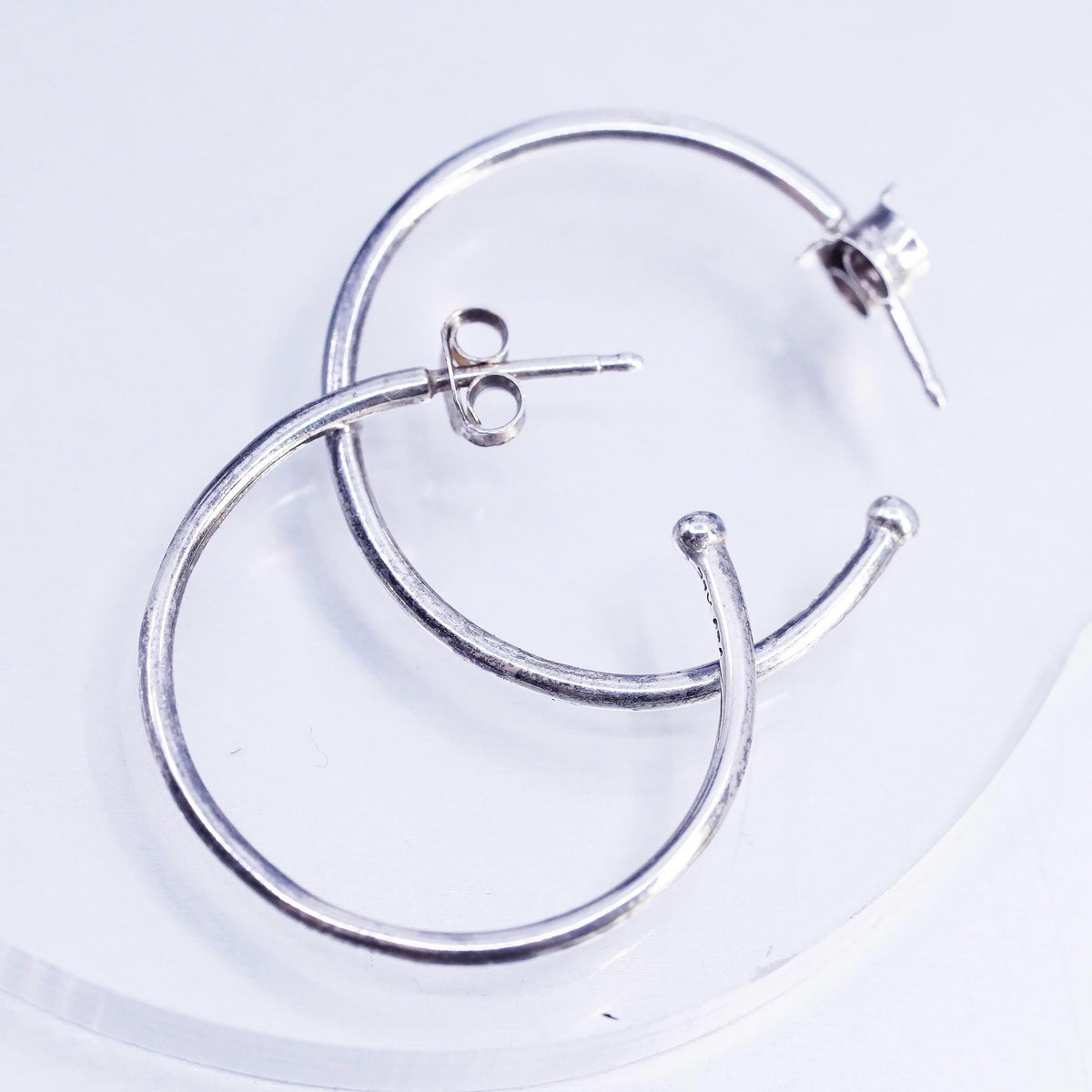 1”, vintage Pandora ALE Sterling silver handmade earrings, 925 thin hoops studs