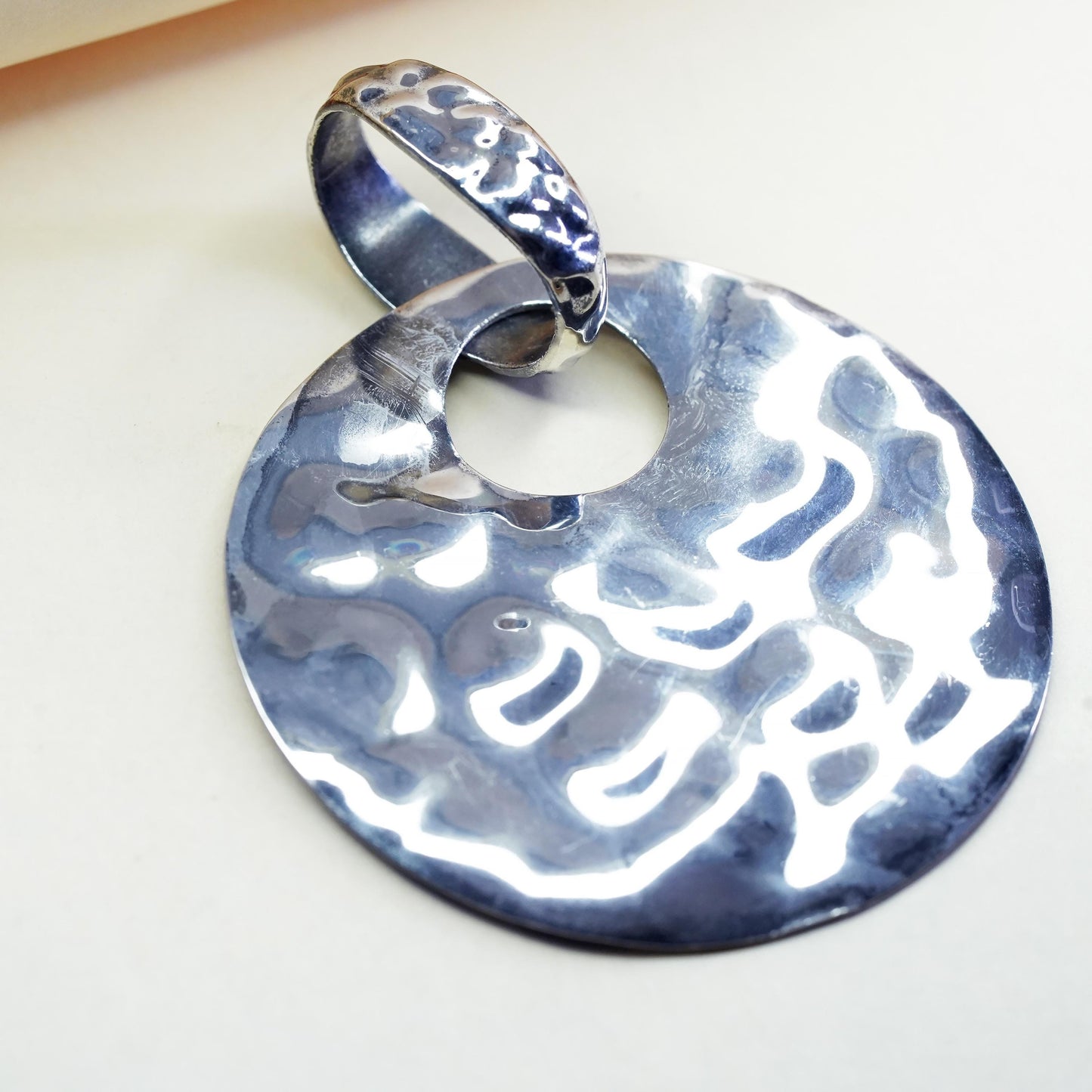 Vintage Silpada sterling 925 silver handmade hammered circle pendant