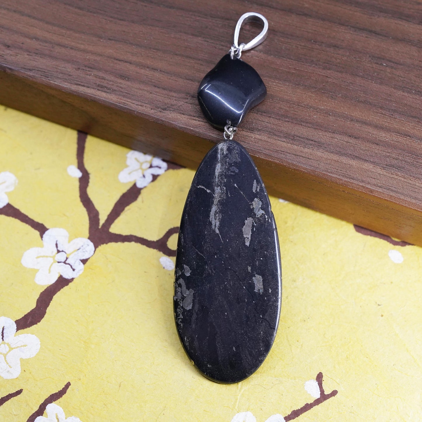 Vintage Sterling 925 silver handmade pendant with hematite