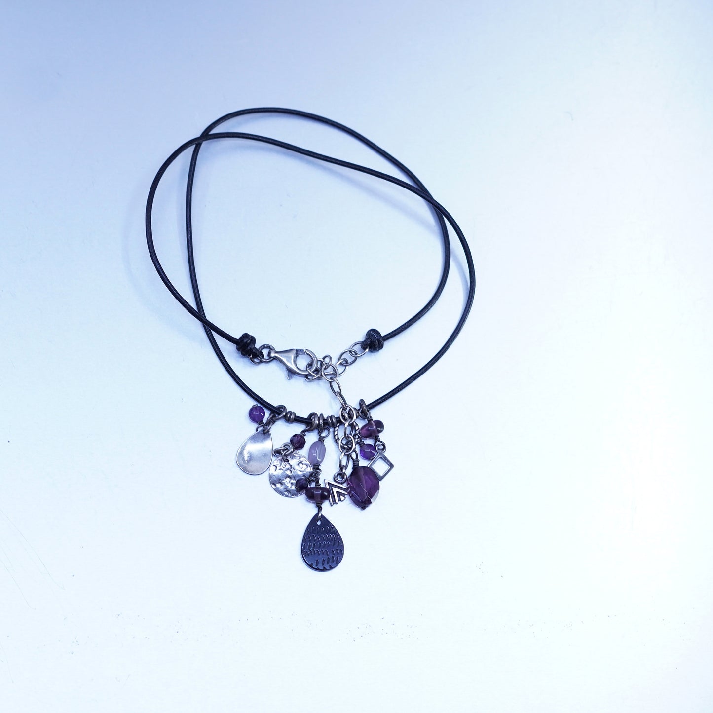 18+2”, Silpada N1788 Amethyst, Shell, Sterling 925 Silver, Cha-Cha Necklace