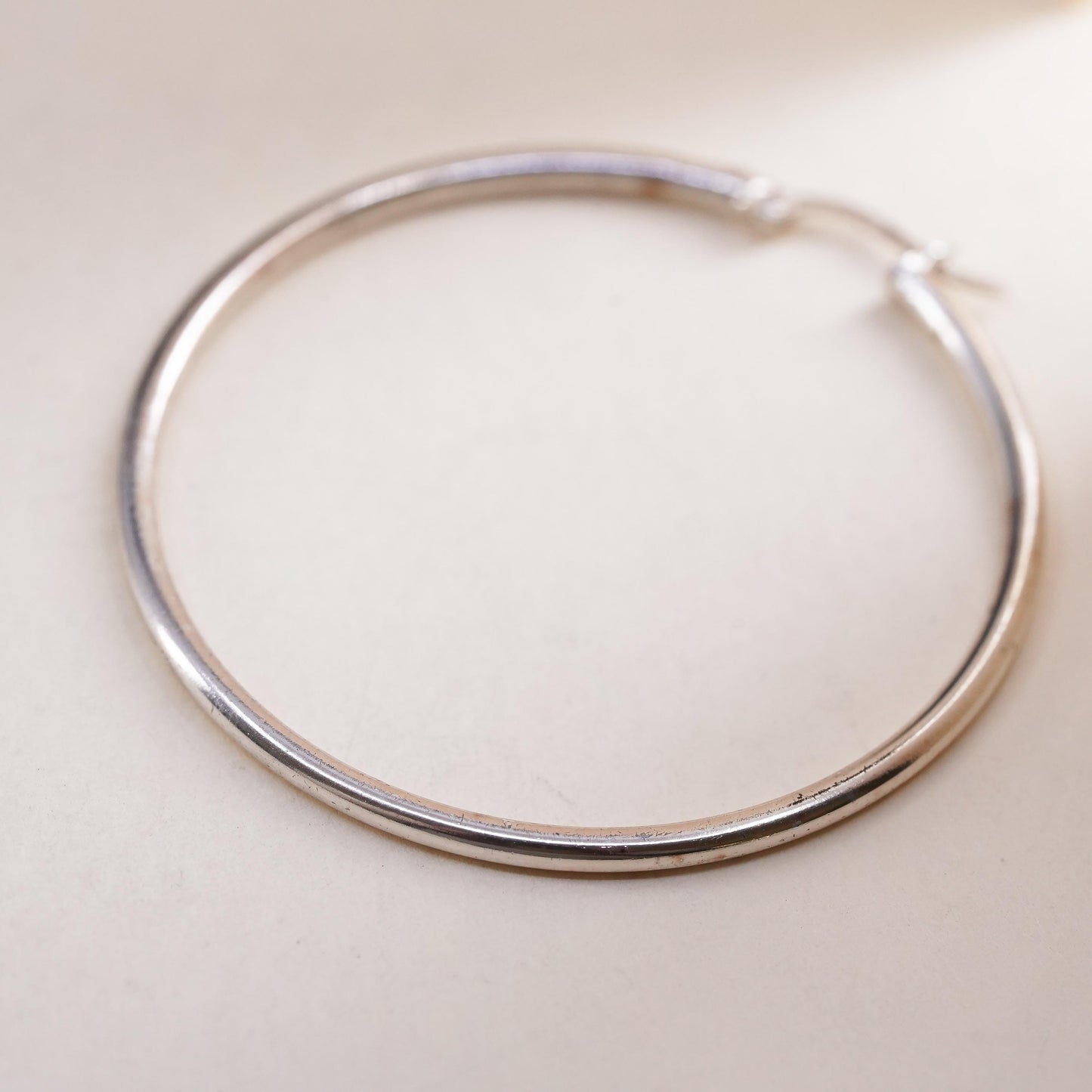1.75", Vintage sterling silver loop single earring, thin hoop