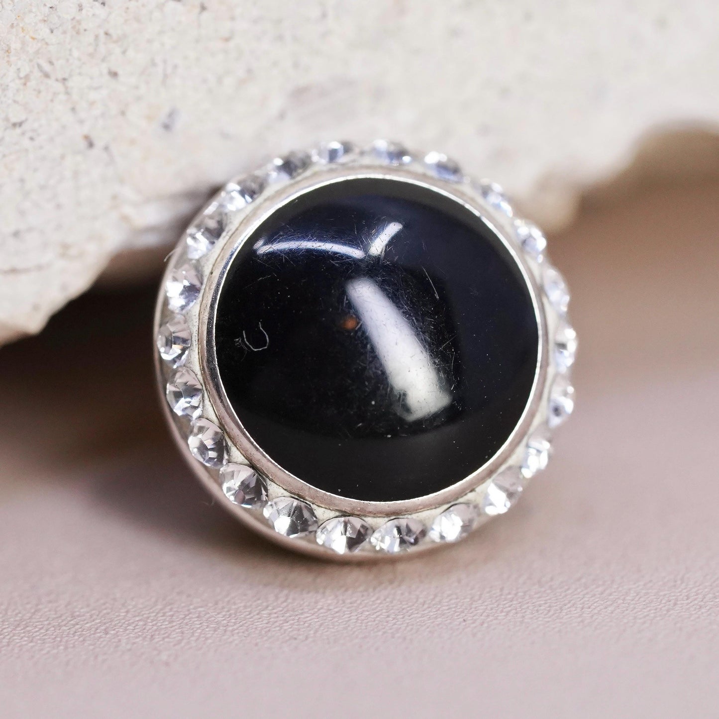 vintage Kameleon jewel pops sterling silver 925 interchangeable pop w/ onyx cz