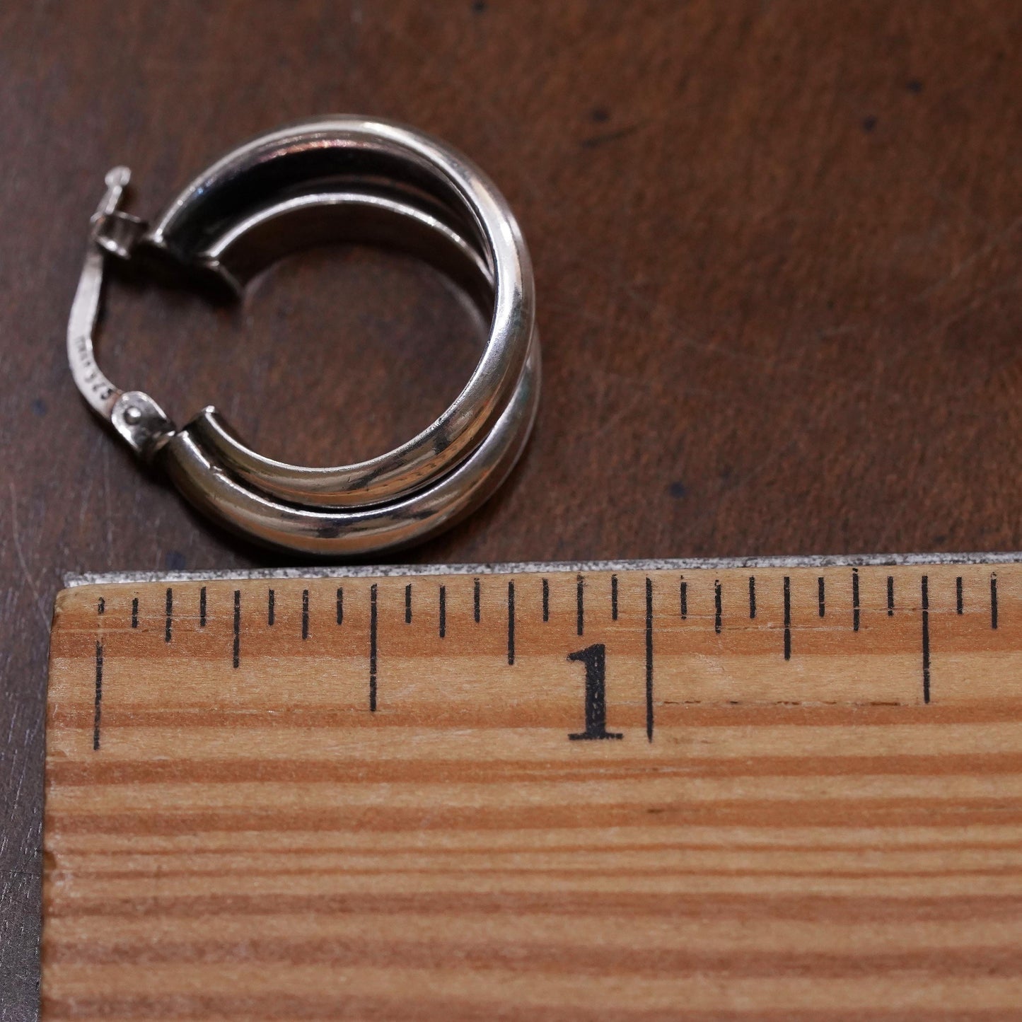 0.75", Vintage sterling silver single earring, fashion minimalist entwined hoop
