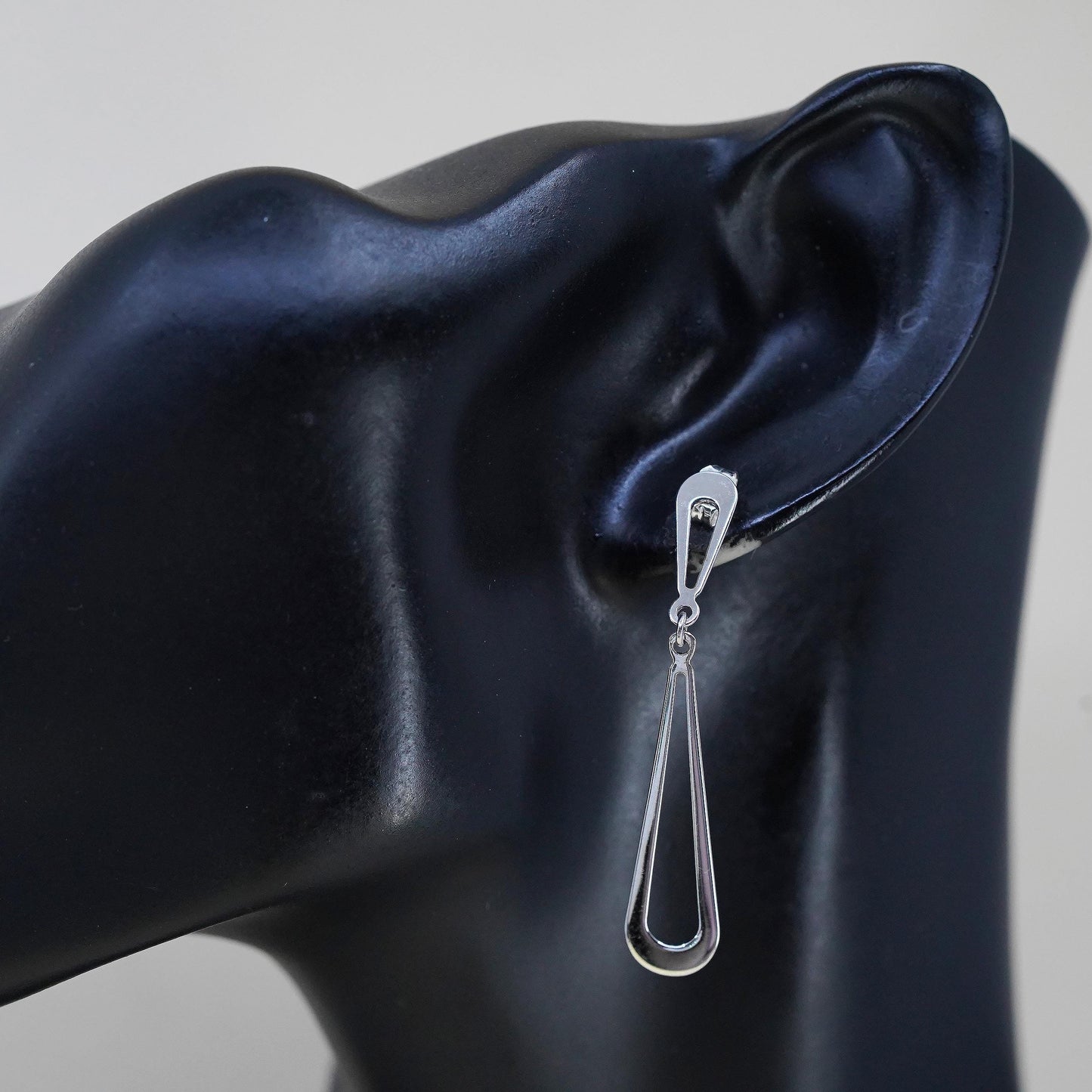Vintage sterling silver handmade earrings, 925 silver teardrop dangles