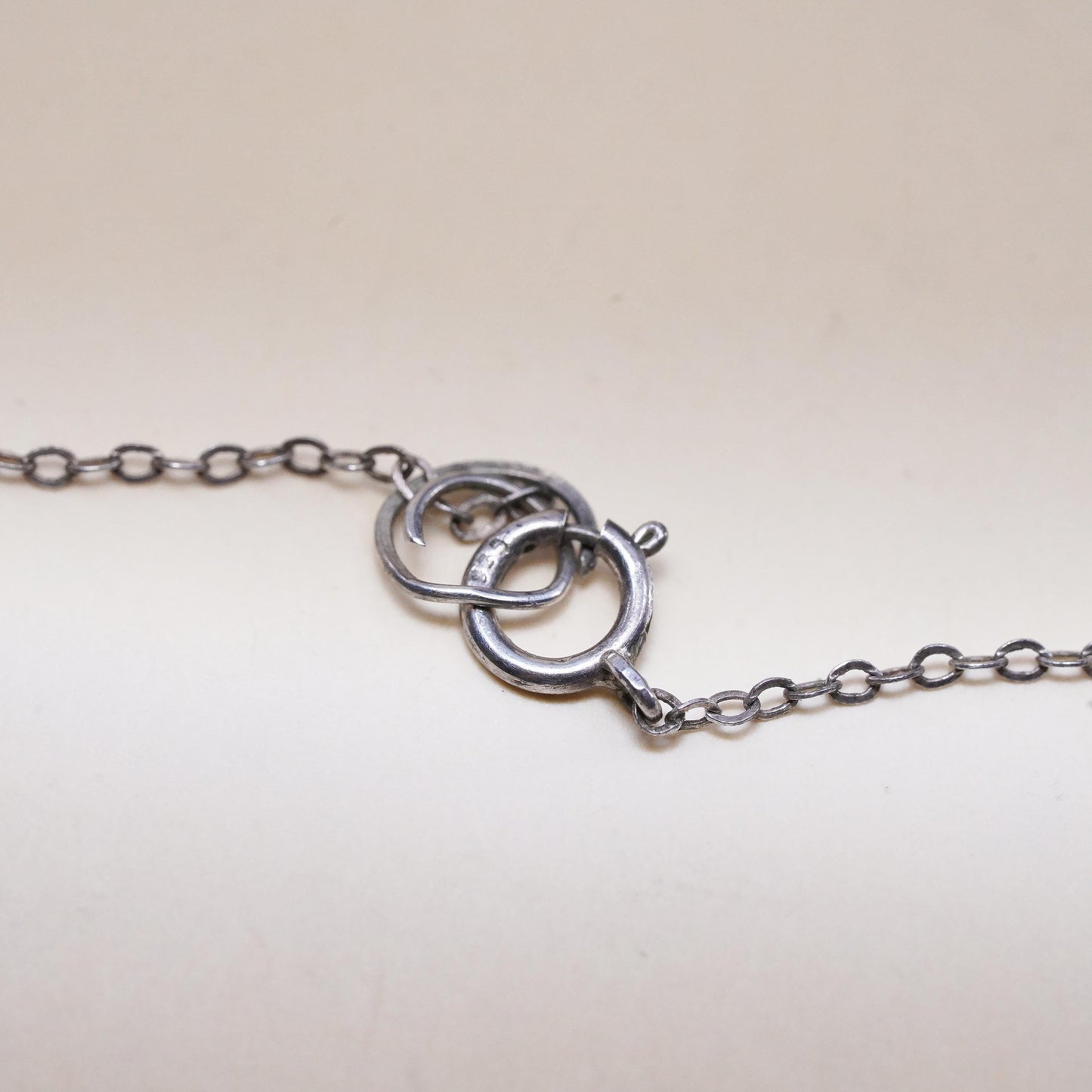 18", Vintage Sterling 925 silver circle chain necklace filigree circle pendant