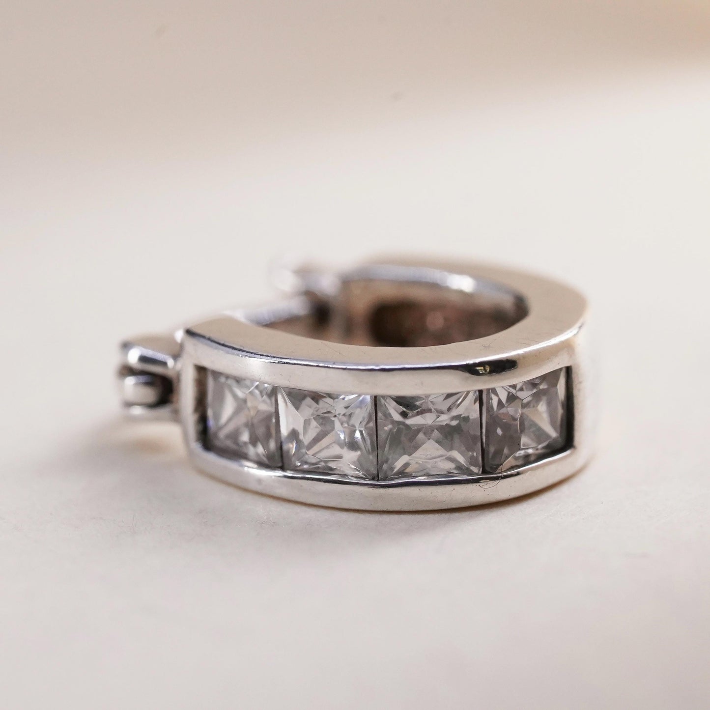 0.5", Vintage sterling silver loop single earring, fashion minimalist hoop cz