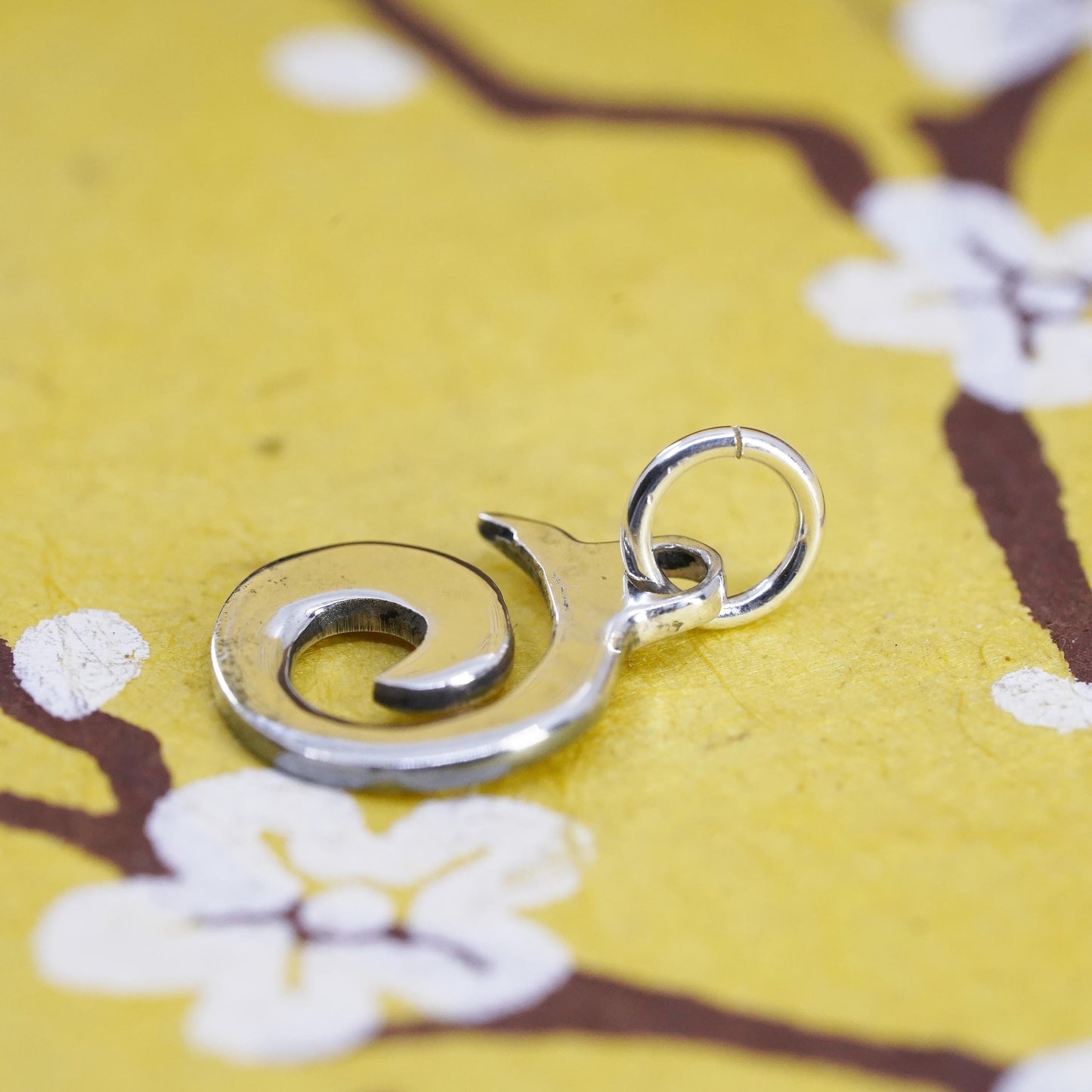 Vintage Sterling silver handmade charm, 925 spiral tag pendant