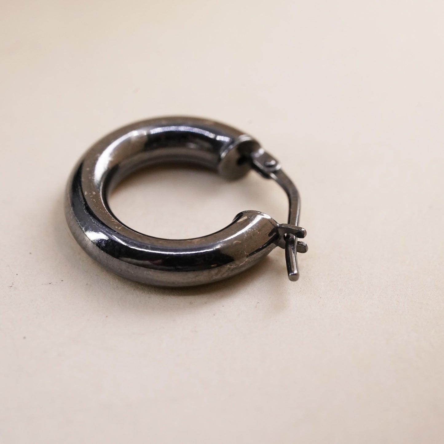 0.75", Vintage sterling silver loop single earring, minimalist primitive hoop