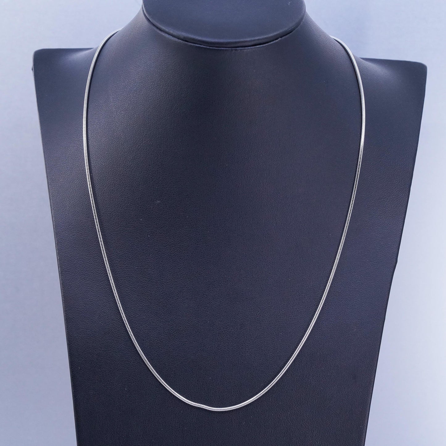 20” 1mm, vintage Italy Sterling 925 silver snake chain necklace