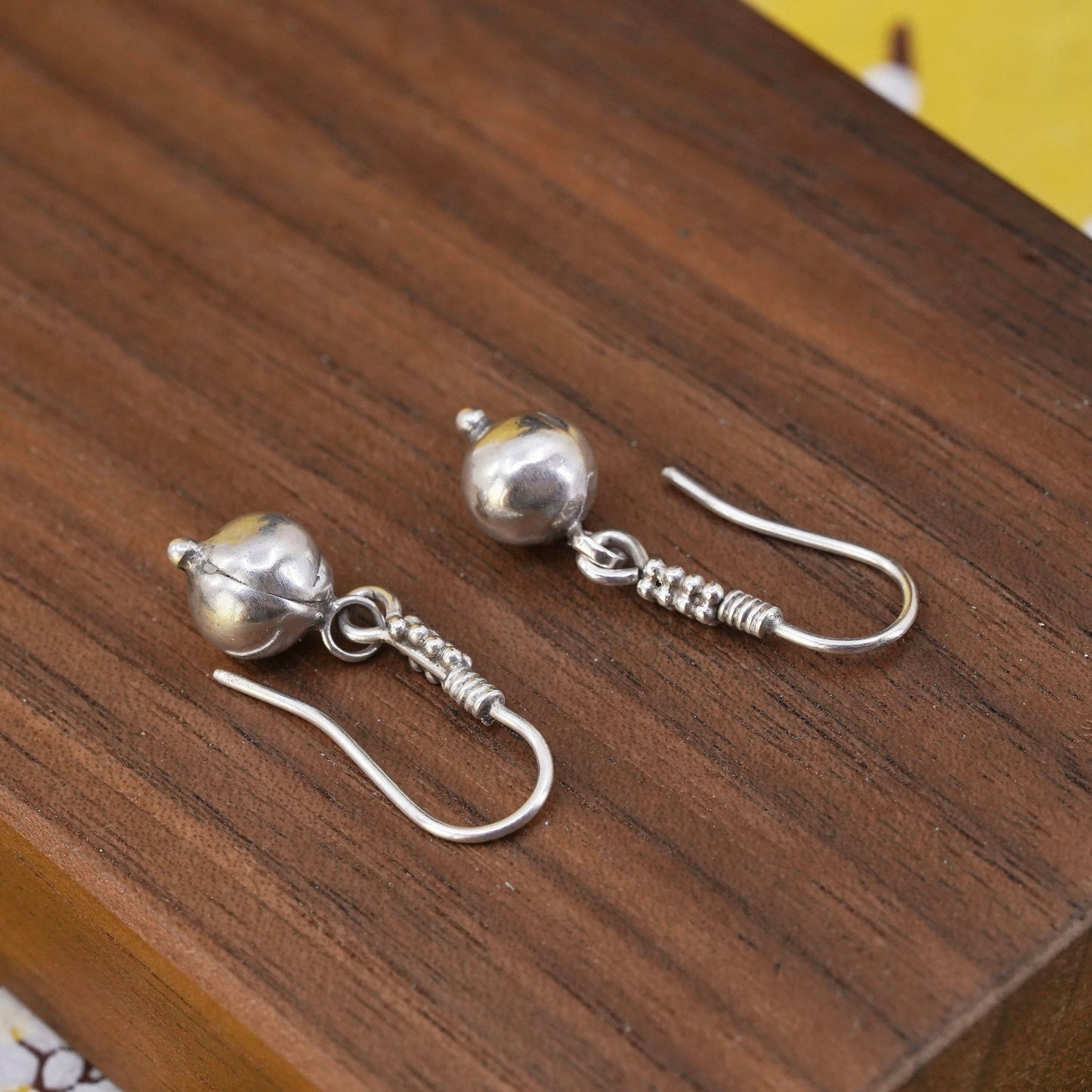 Vintage Sterling silver handmade earrings, 925 beads drops