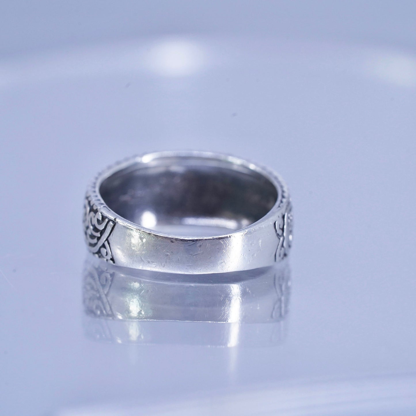 Size 5, southwestern Sterling 925 silver ring, woven braided textured band