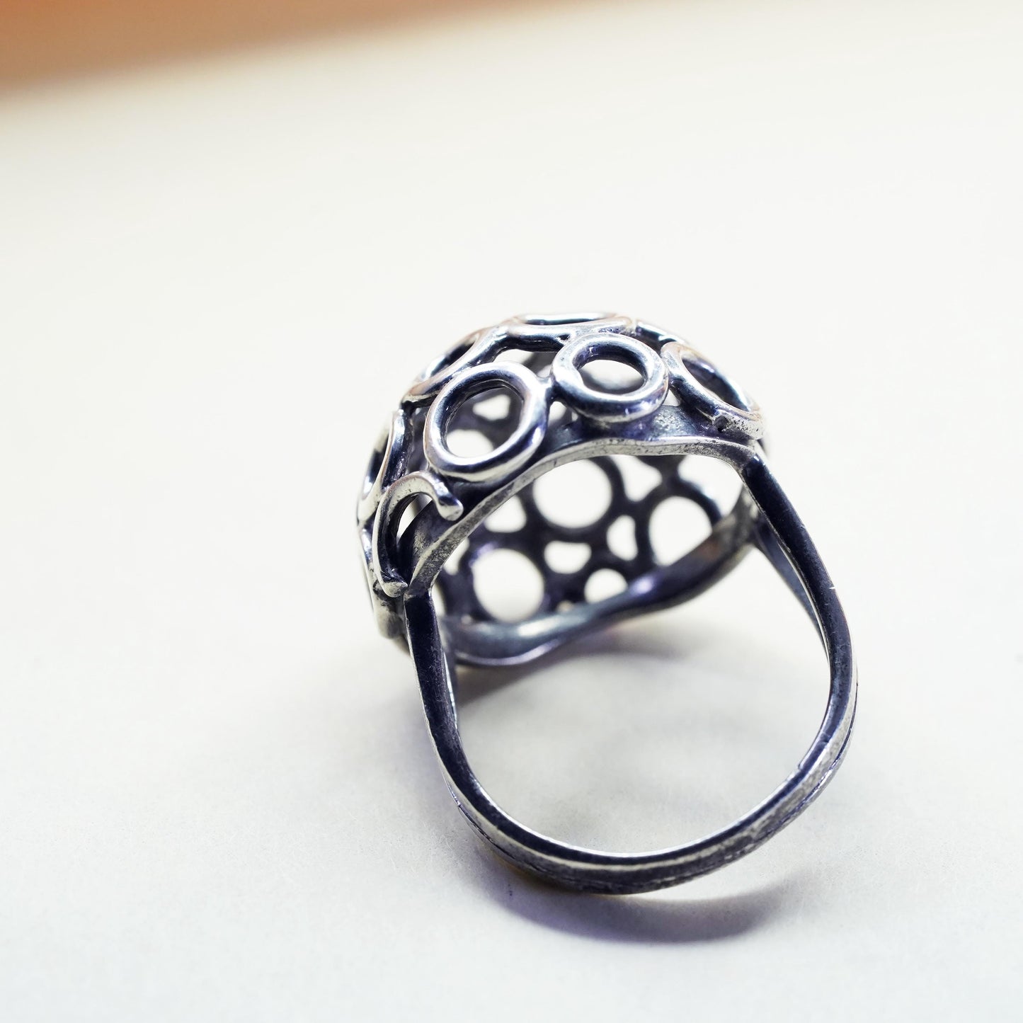 Size 5.75, vintage modern sterling silver handmade ring, 925 circle dome band