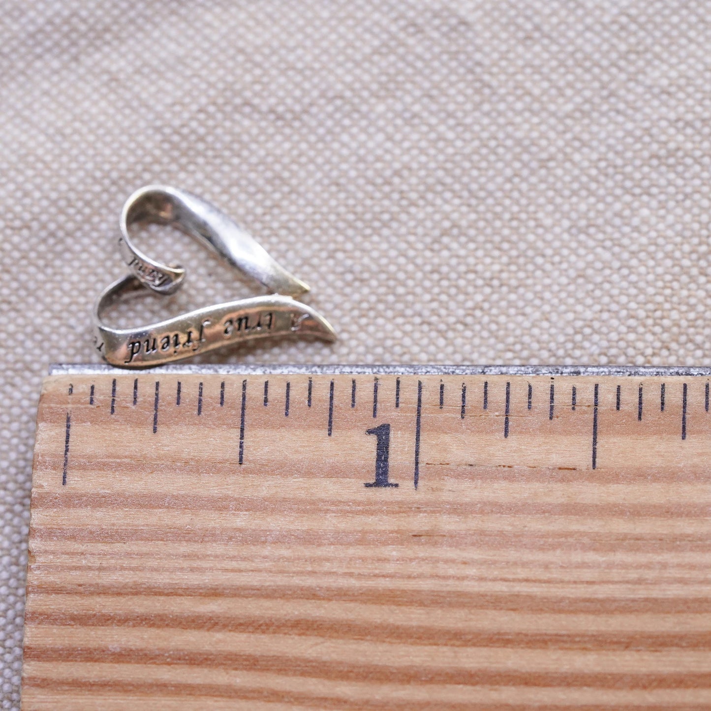 Vintage Sterling silver handmade quote pendant, 925 heart
