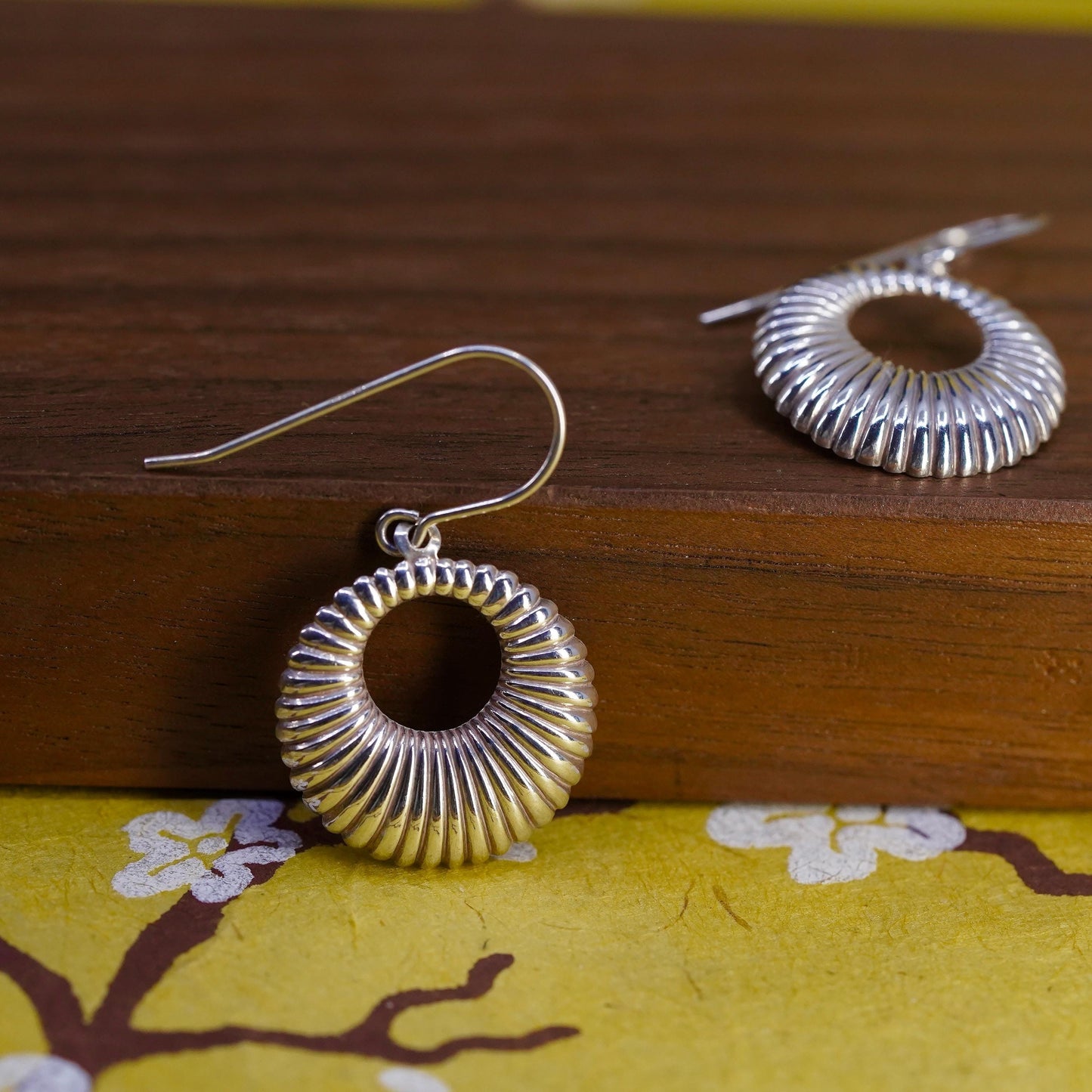Vintage sterling silver handmade earrings, 925 shell dangles