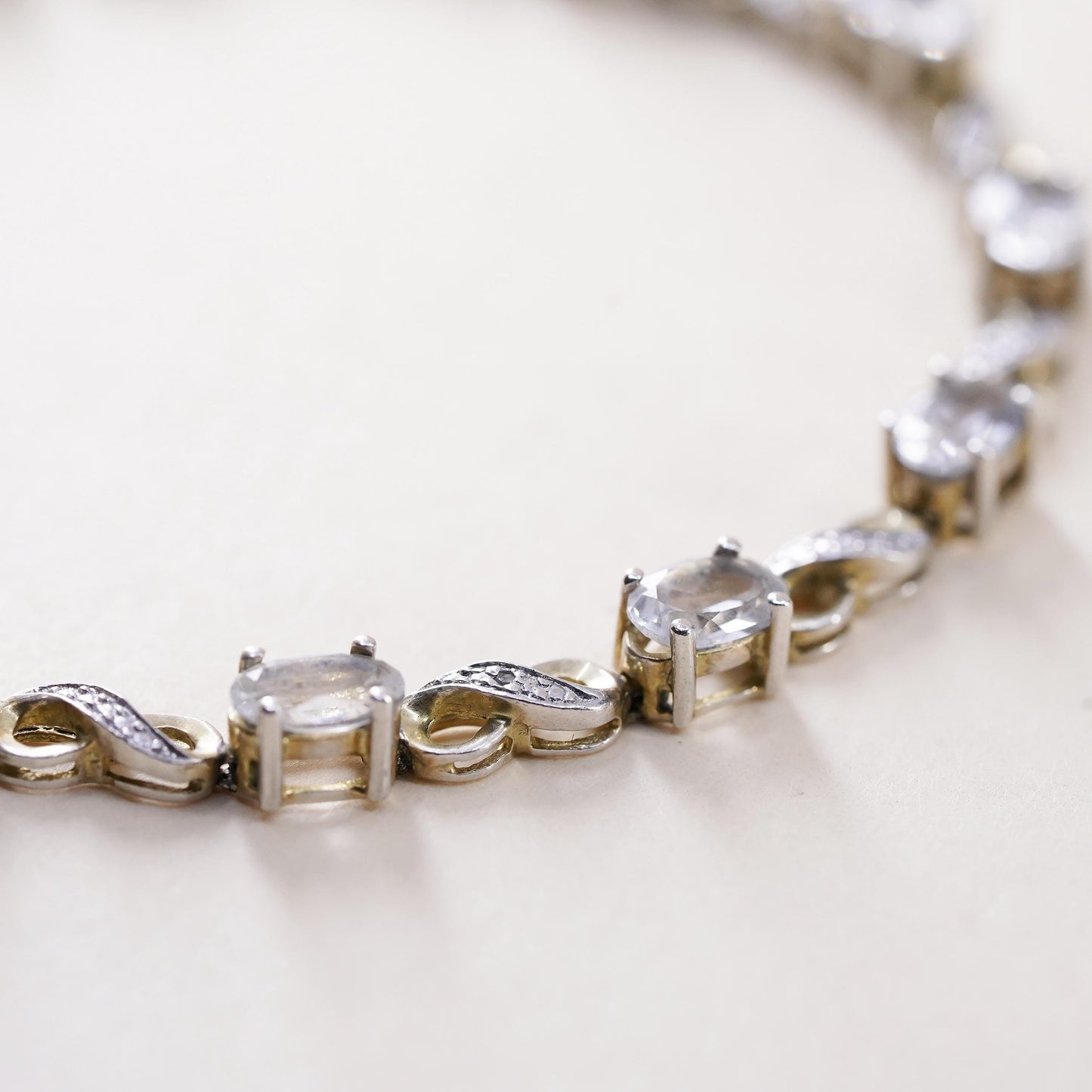 7.25”, vermeil gold sterling 925 silver tennis bracelet blue topaz diamond