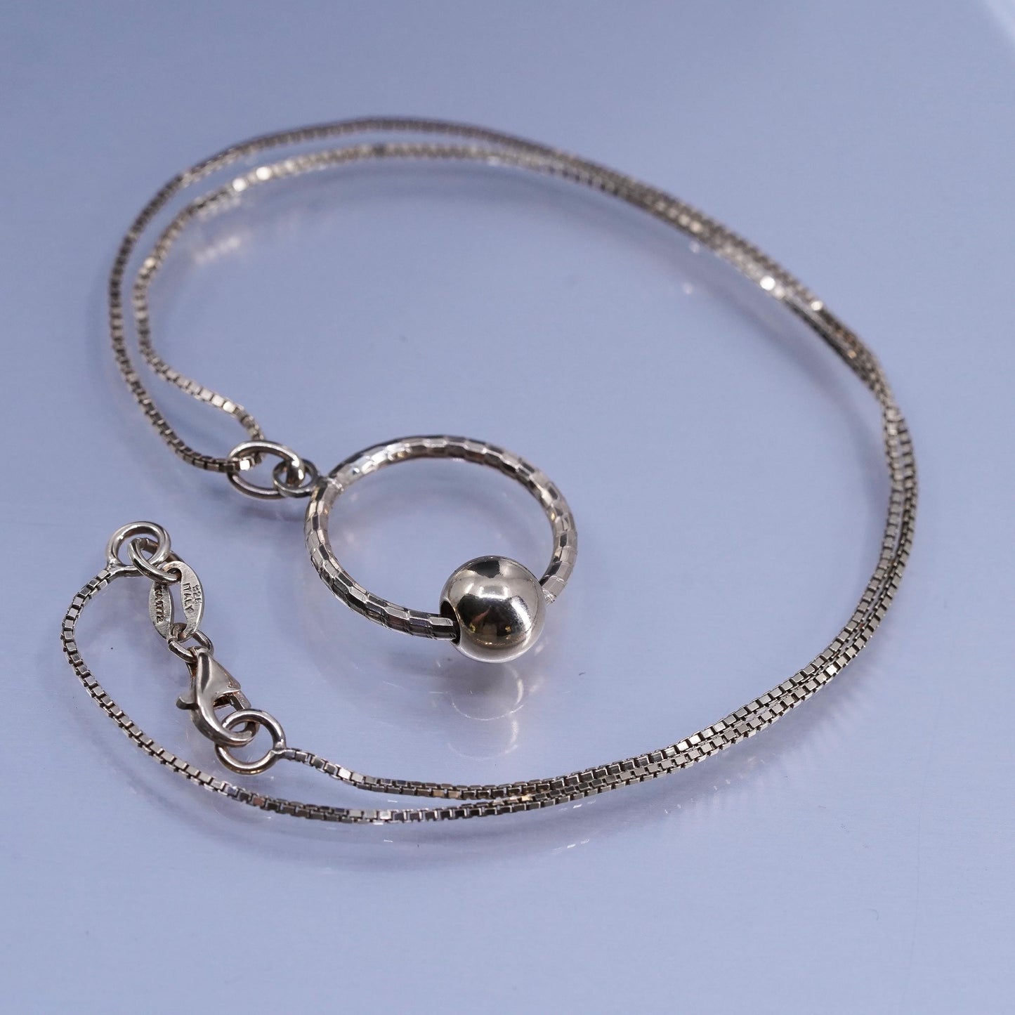 16”, vermeil gold Sterling 925 silver chain necklace hammered circle pendant