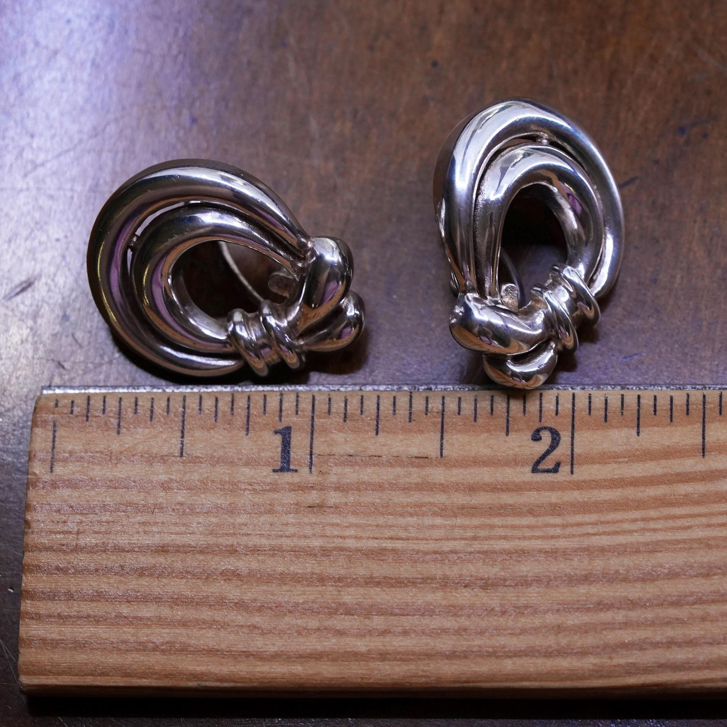 sterling silver handmade earrings, 925 modern square studs with circle dangles