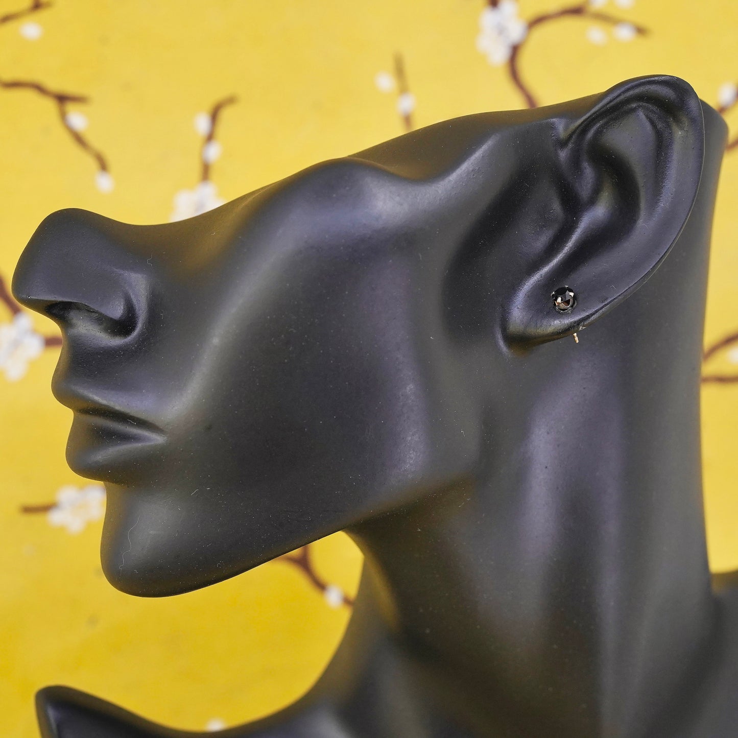 Vintage Sterling silver handmade earrings, 925 obsidian studs
