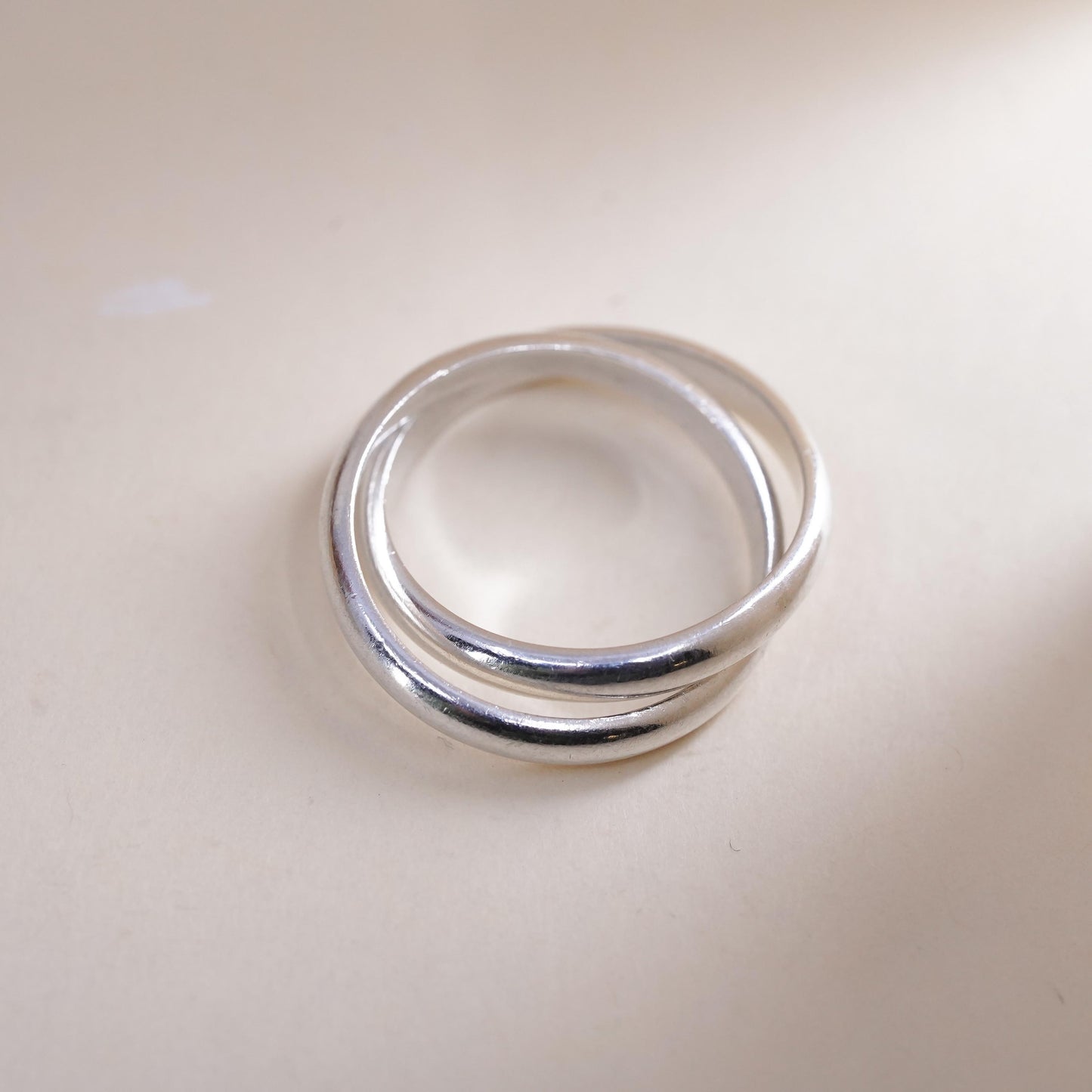 Size 6.5, Vintage sterling silver handmade entwined ring, 925 statement band