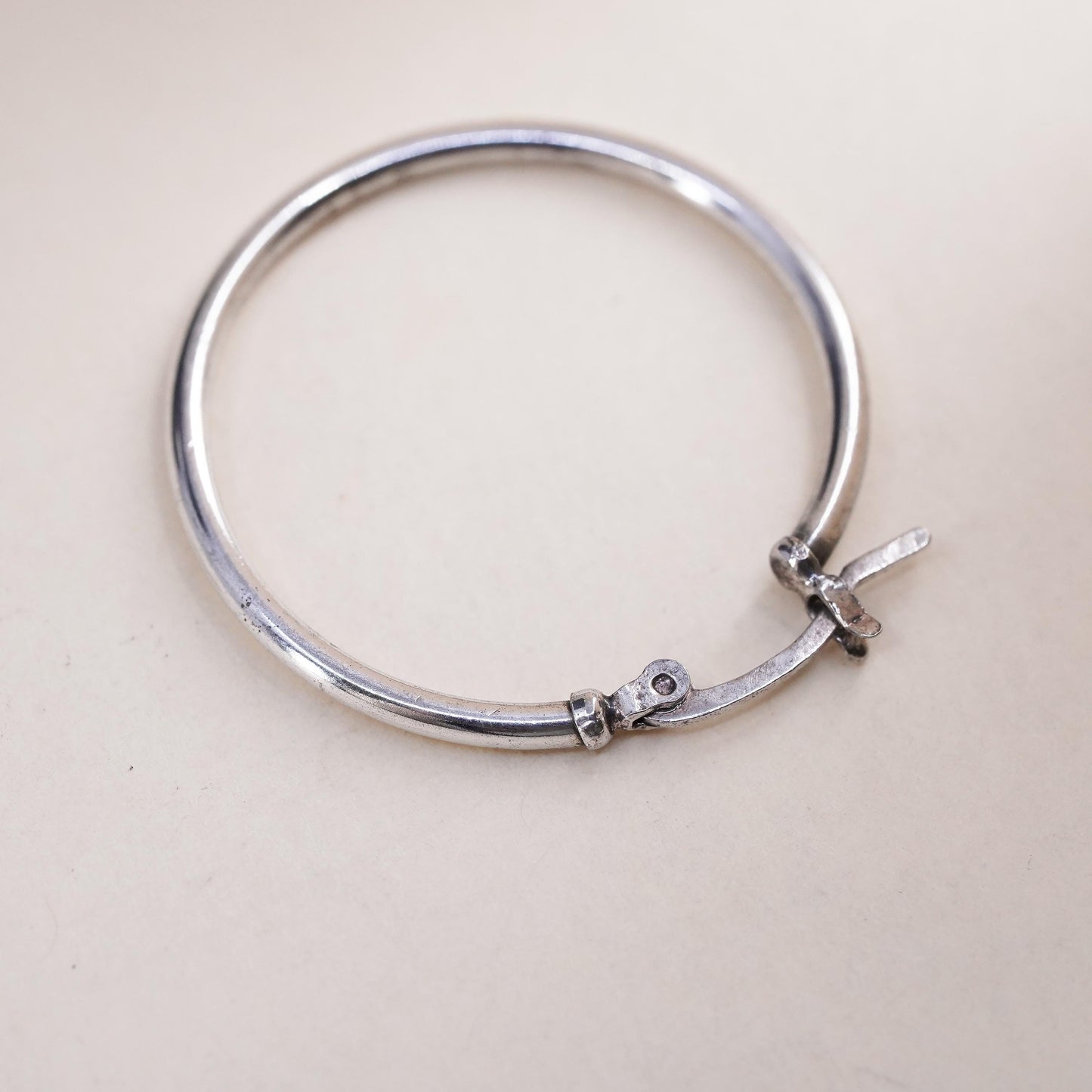 1.25", Vintage sterling silver loop single earring, minimalist primitive hoop