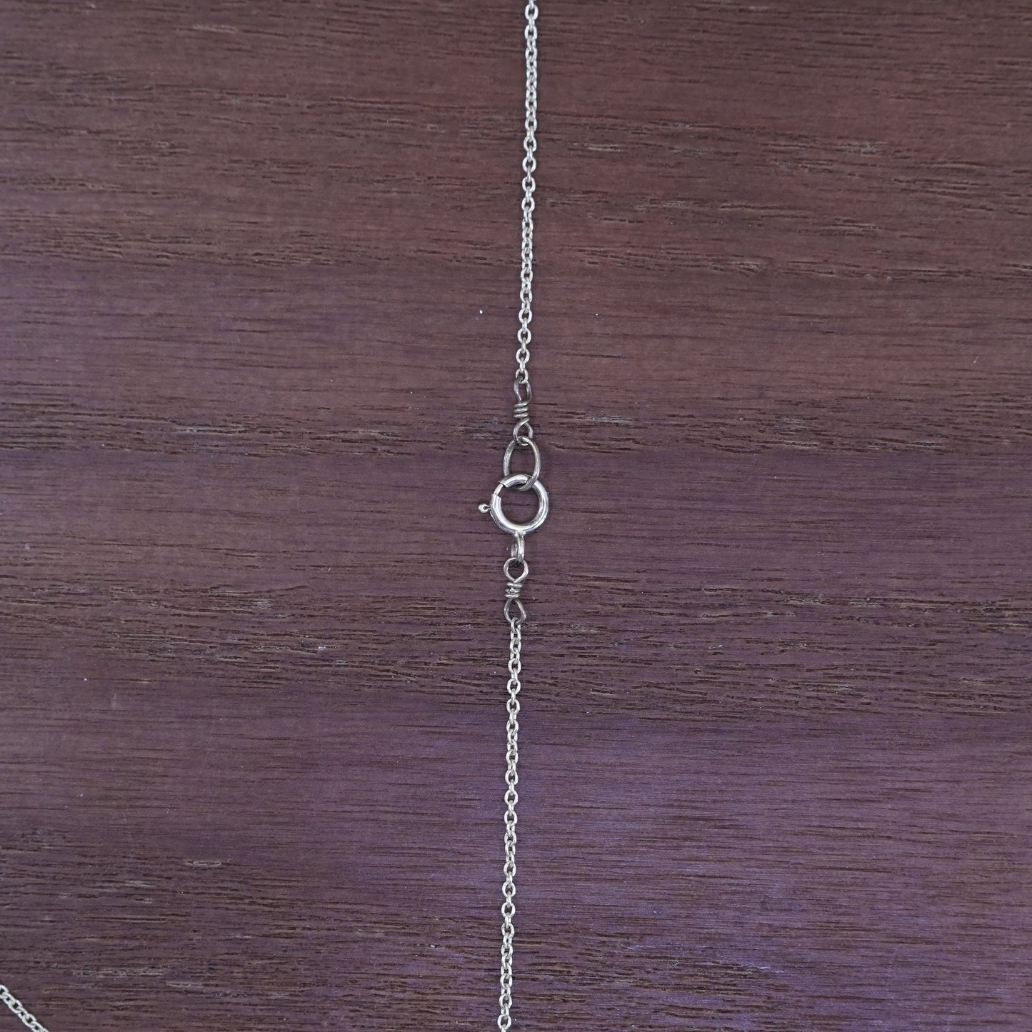 16” 1mm, vintage sterling 925 Silver circle chain necklace with ox pendant
