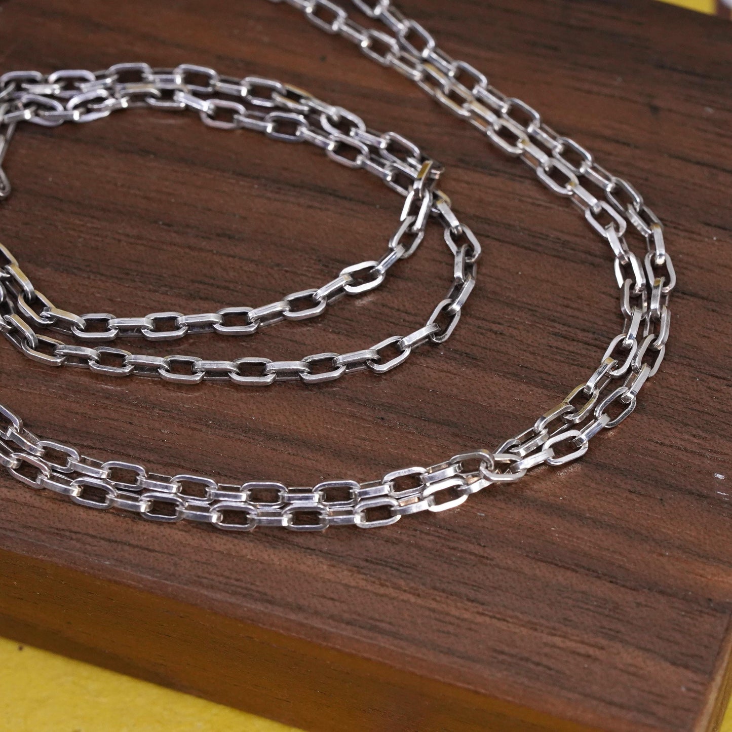 16", VTG Sterling 925 silver double strands oval chain choker necklace pearls