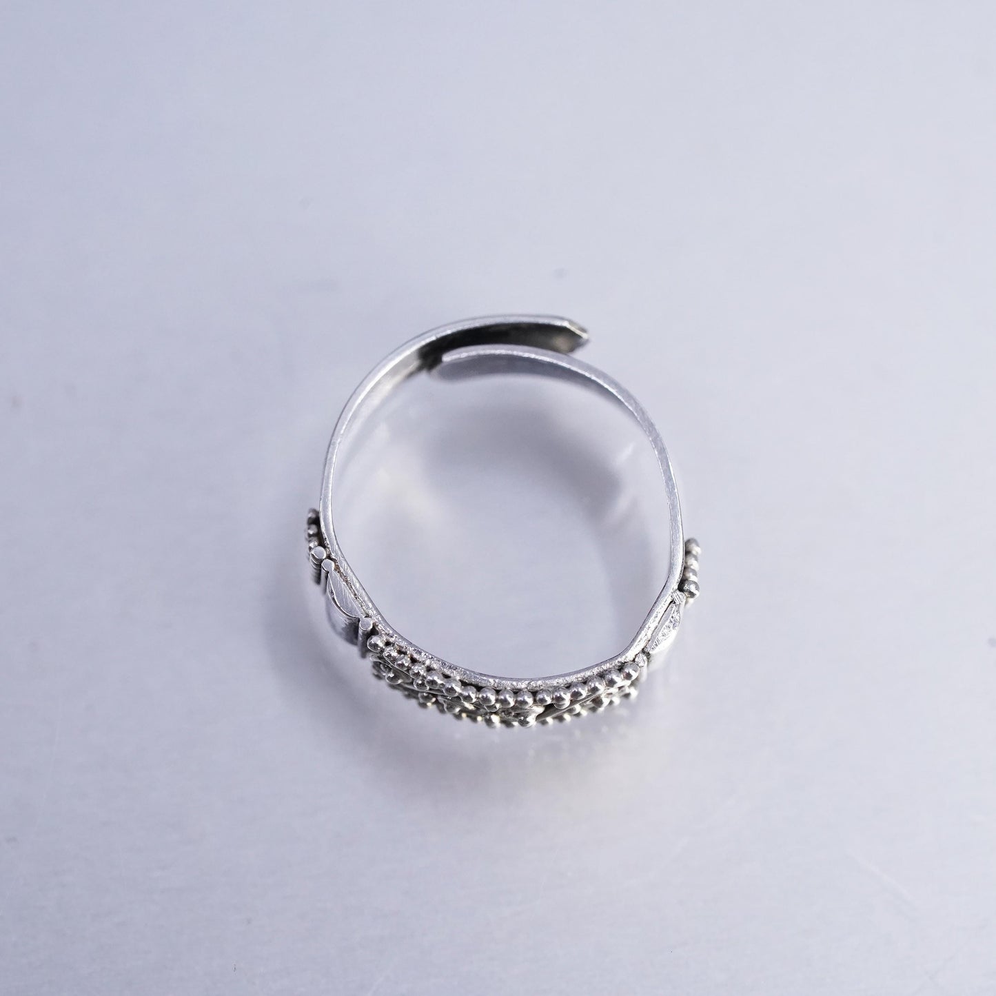 size adjustable, VTG Sterling Silver Handmade Ring, textured 925 Open End Band