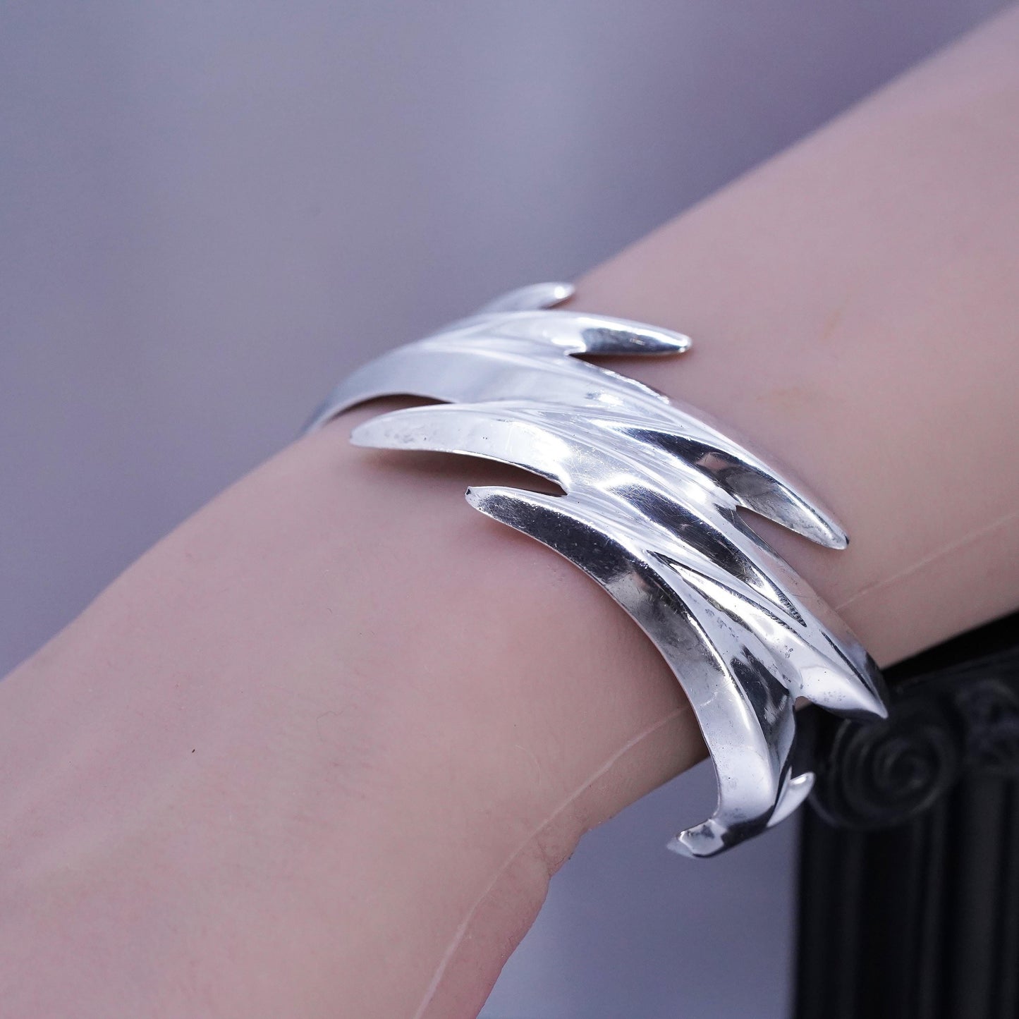 6.5”, Native American Atkinson Co Sterling 925 silver bracelet wide zigzag cuff