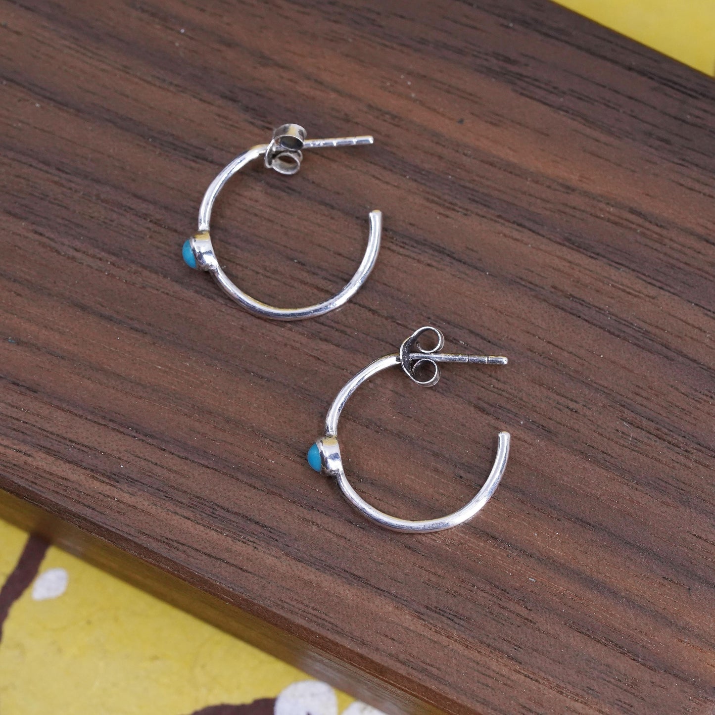 Vintage southwestern Sterling silver earrings, 925 studs hoops turquoise beads