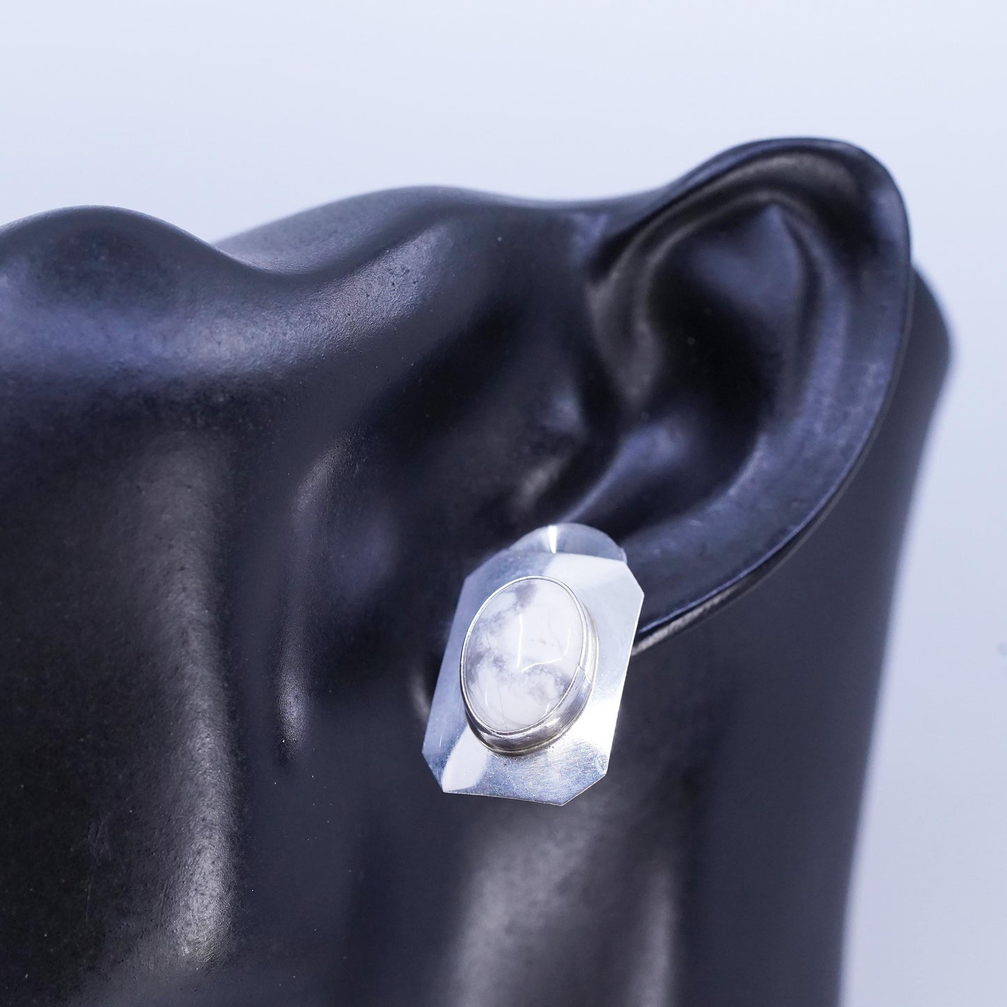Native American southwestern Sterling 925 silver earrings, studs howlite