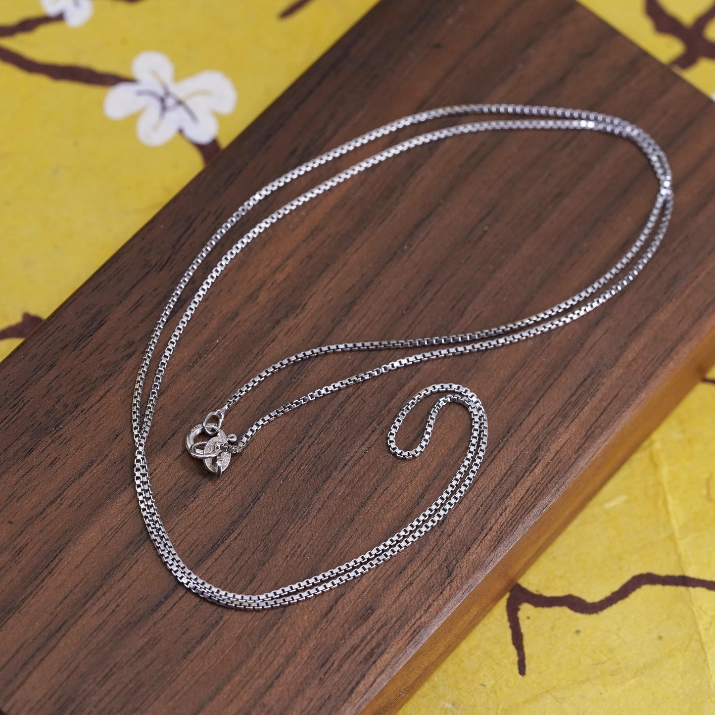 24”, 1mm, vintage Sterling silver box chain, Italy 925 necklace