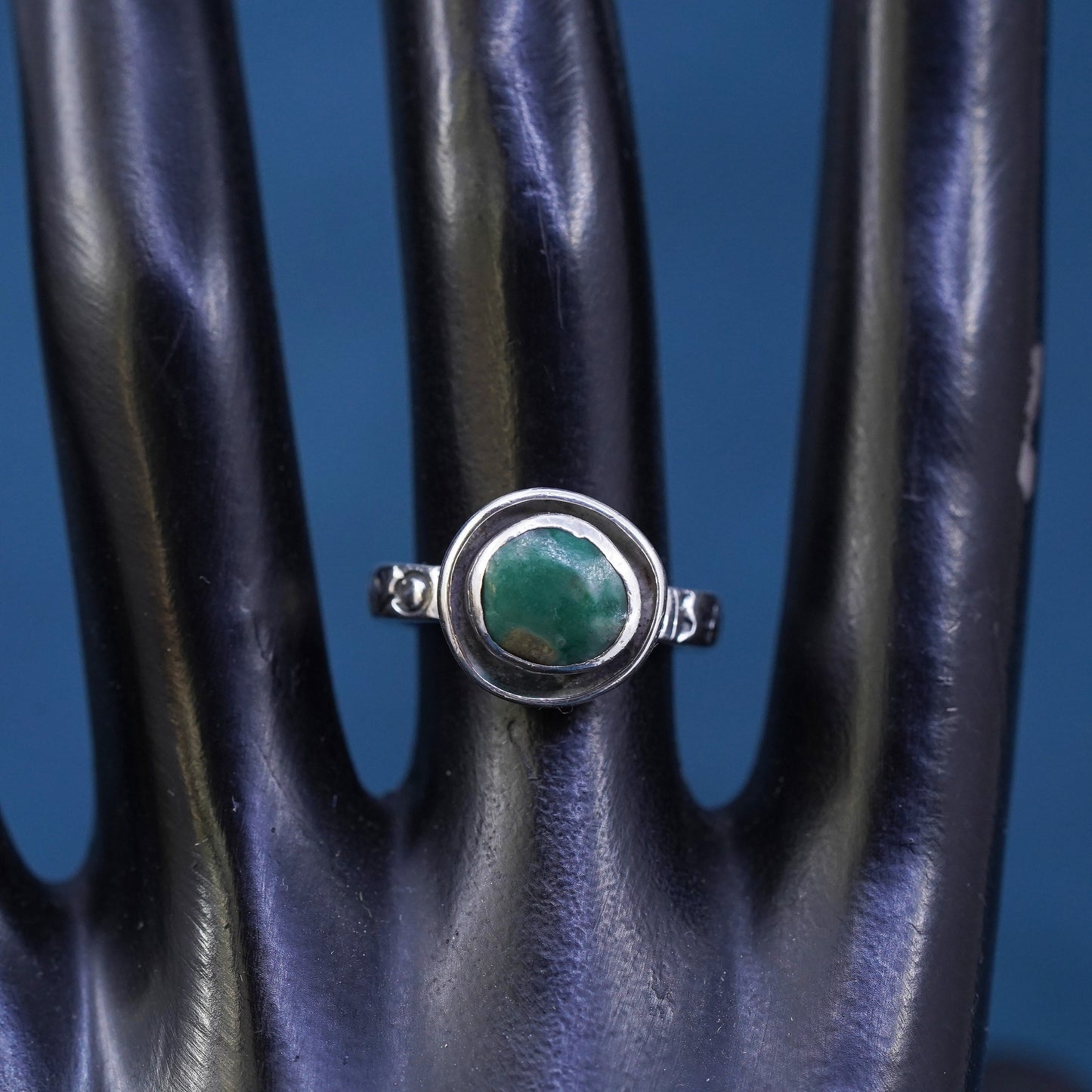 Size 6.5, Native American, southwestern Sterling 925 silver ring with turquoise