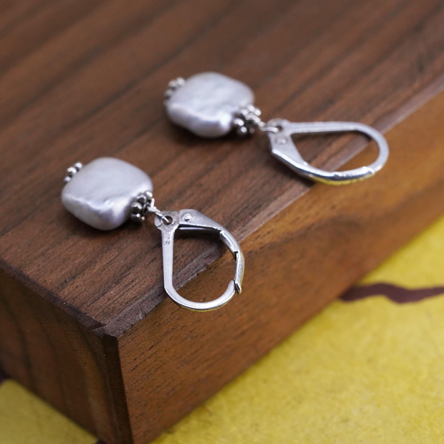Vintage Sterling 925 silver handmade earrings pearl drops