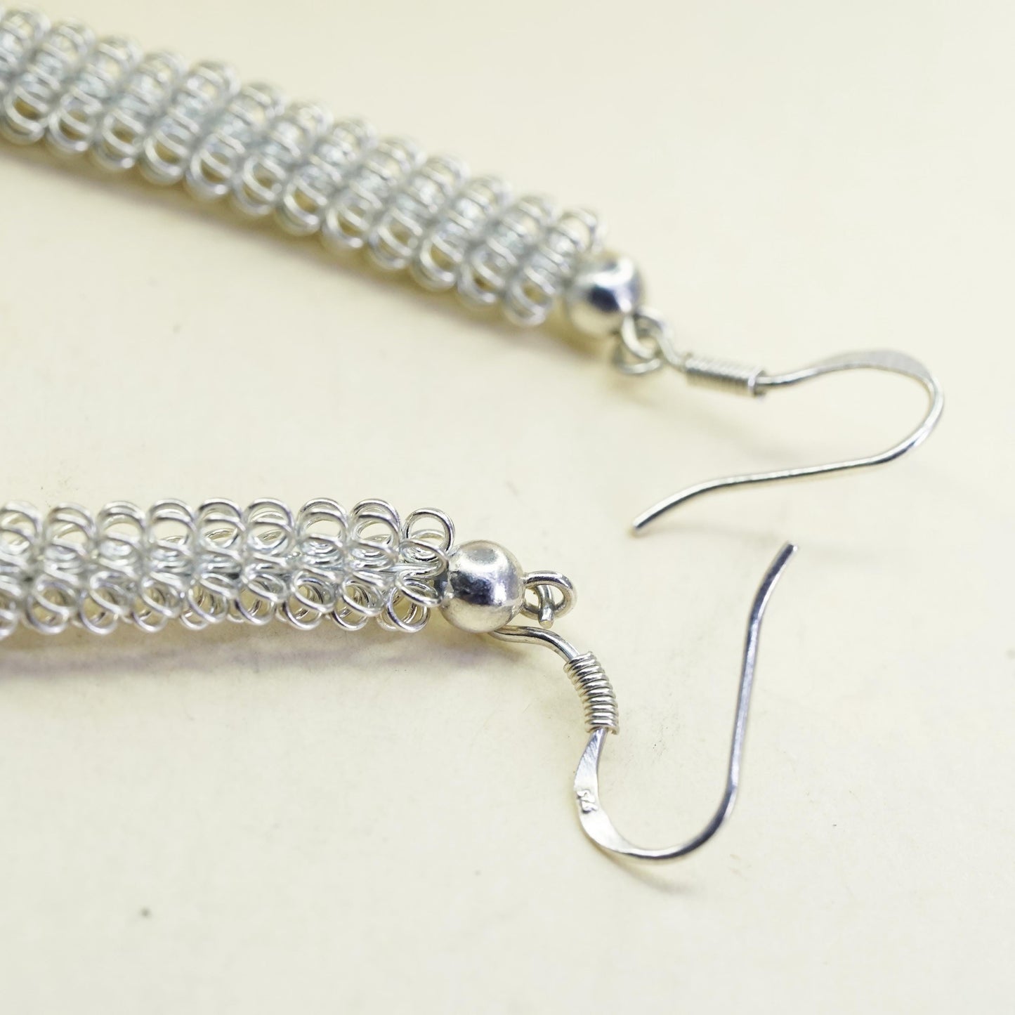 Vintage sterling silver earrings, 925 twisted dangles