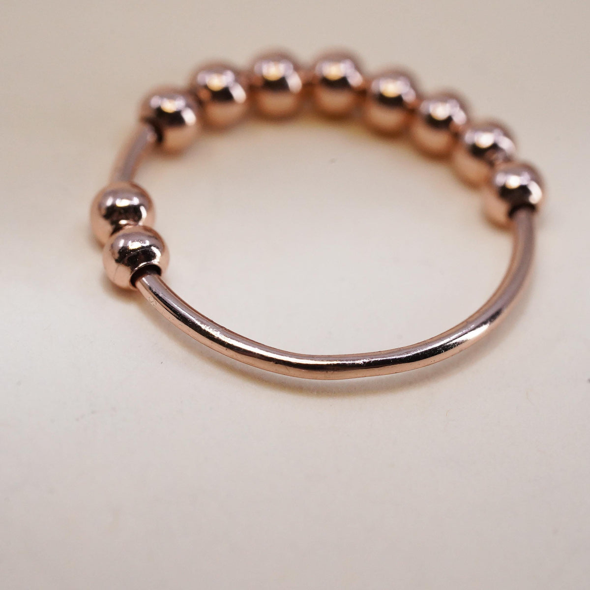 Size 6, vintage rose gold over sterling 925 silver handmade ring, bead band