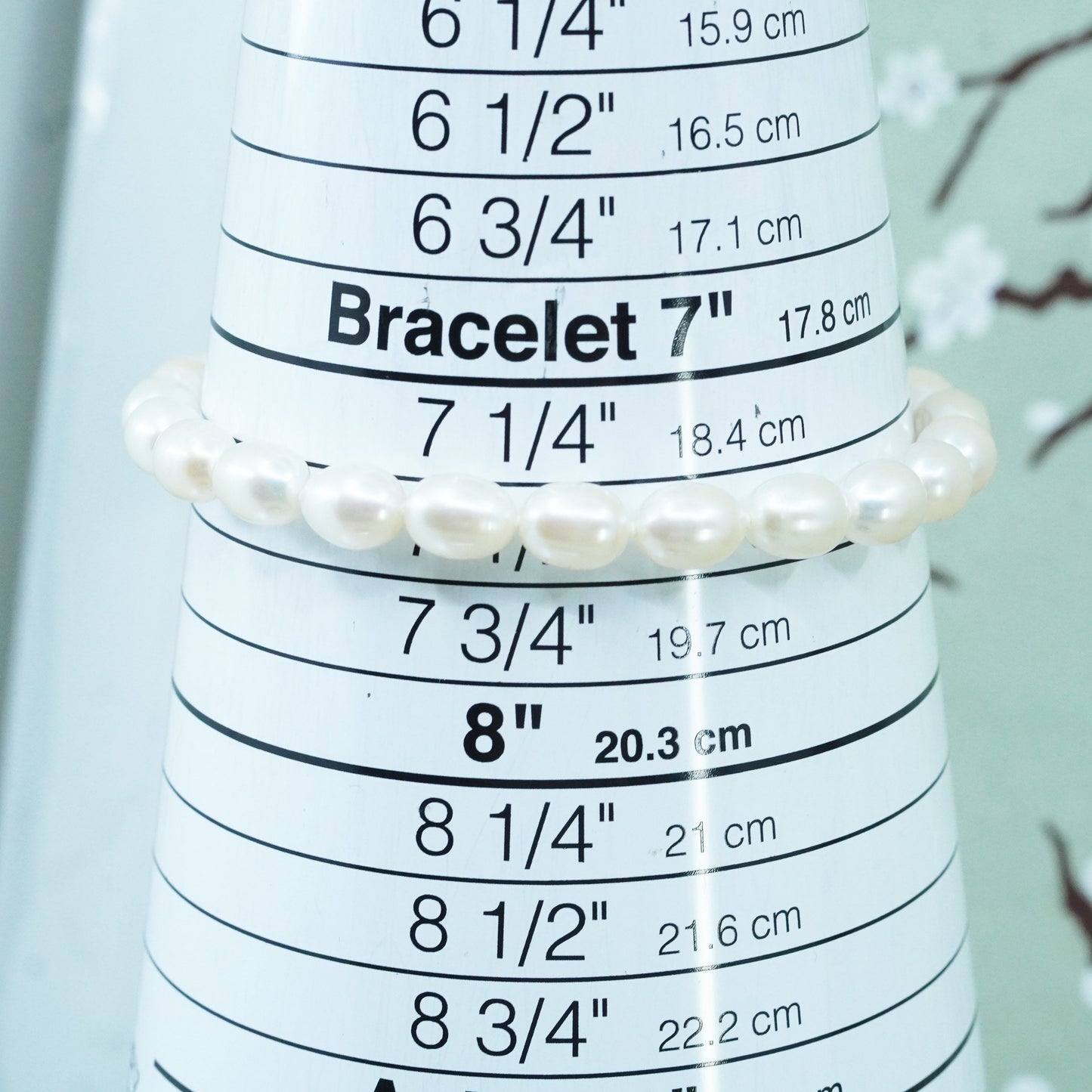 7.5”, sterling silver bracelet, pearl beads with 925 heart charm “I am loved