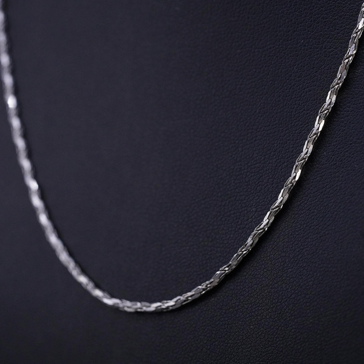 18" 2mm, Vintage Italian Sterling silver handmade necklace, twisted 925 nugget chain