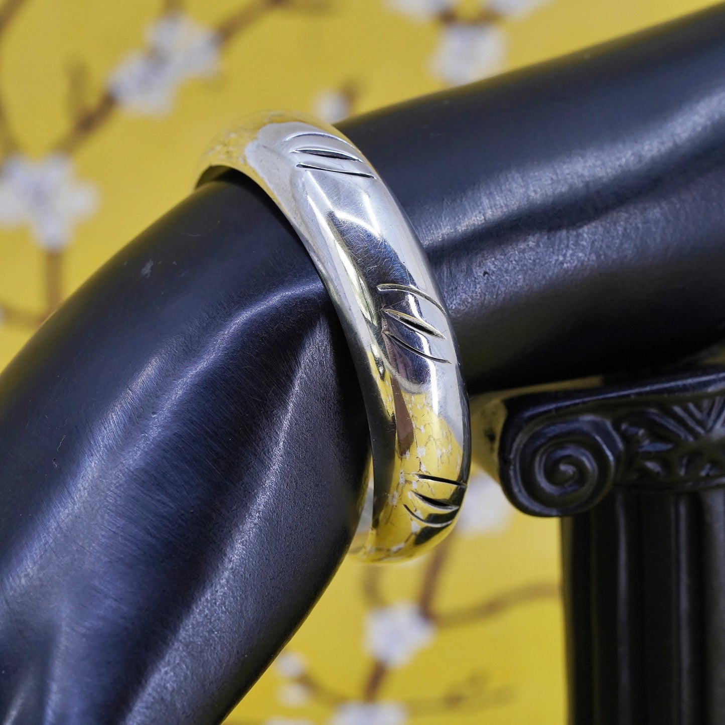 6”, Vintage Mexico Sterling silver handmade bracelet, 925 cuff with cut out