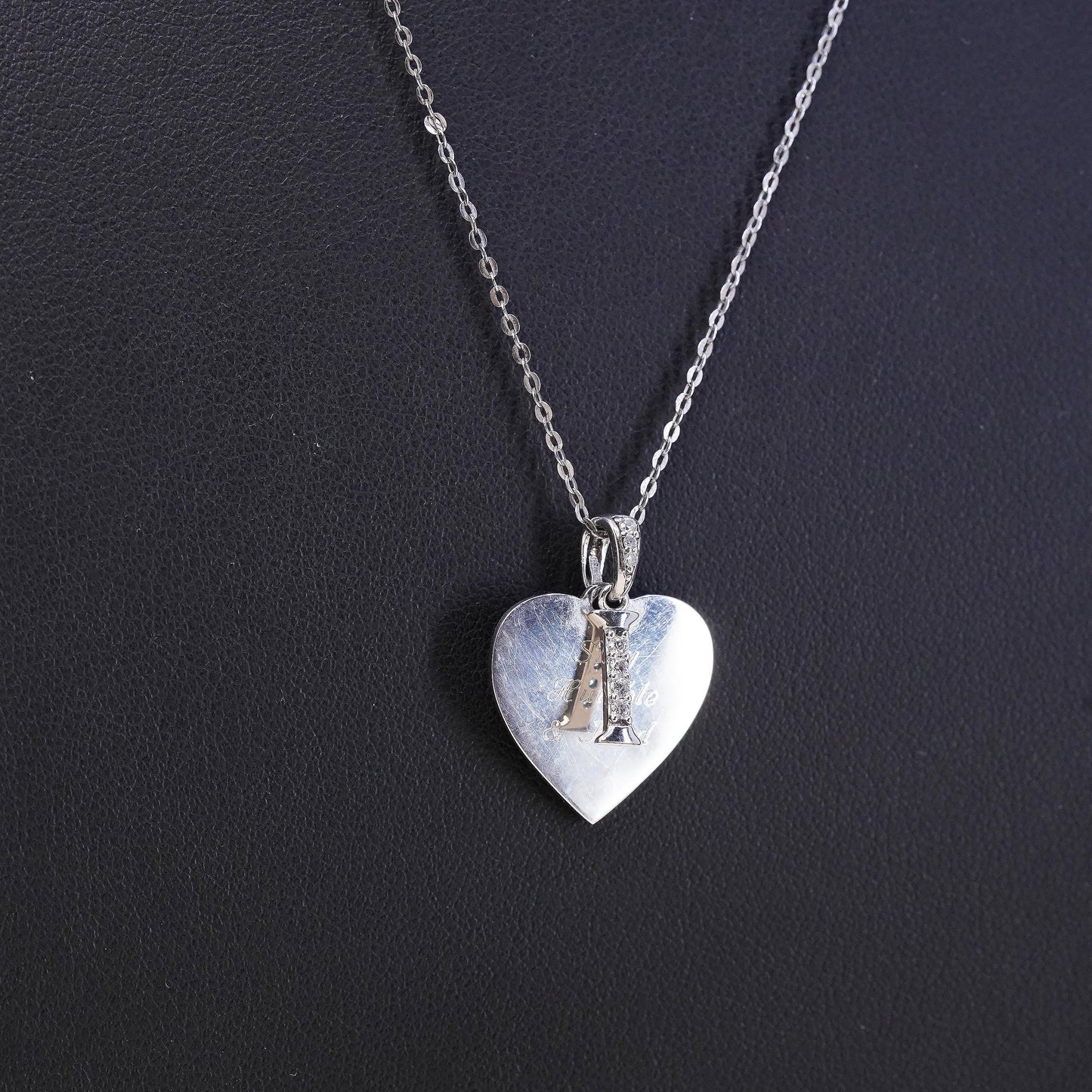 18+2”, sterling silver necklace, 925 chain heart Pendant stay humble kind