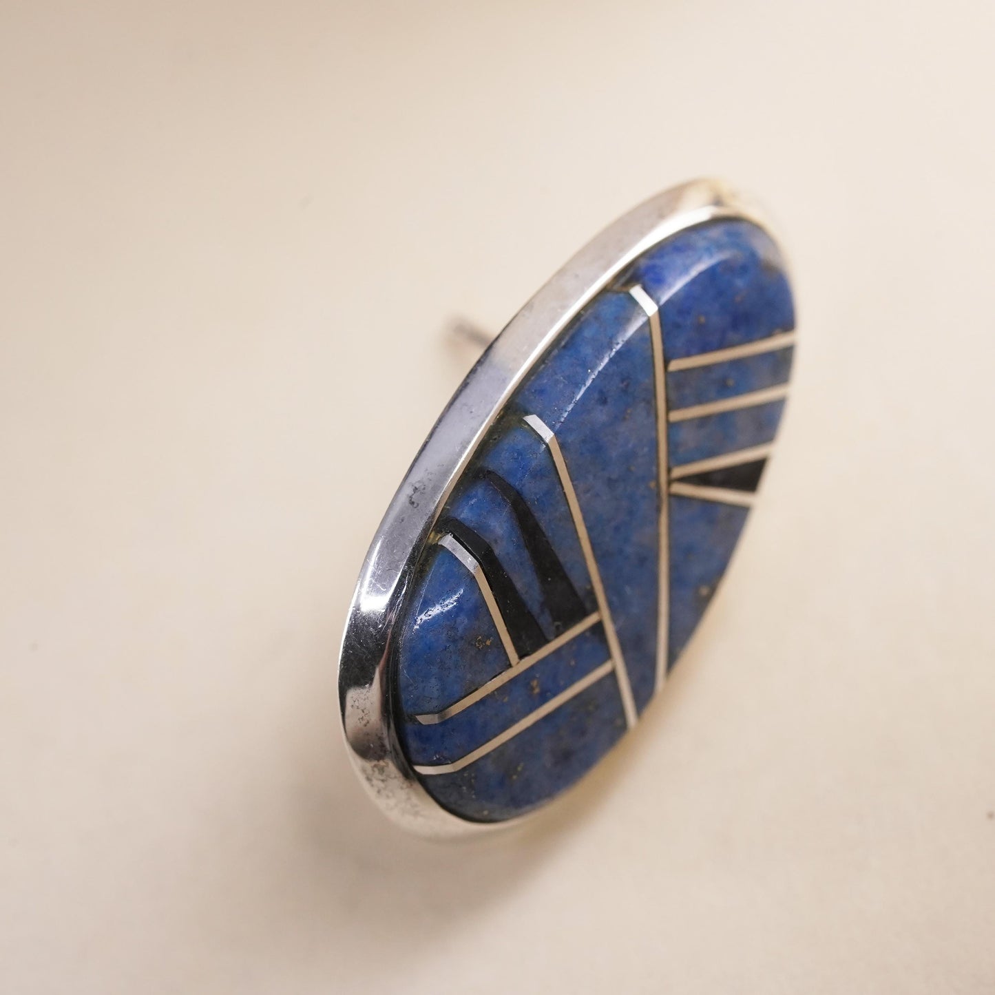 Native American Navajo single earring. Navajo Sterling 925 silver stud lapis