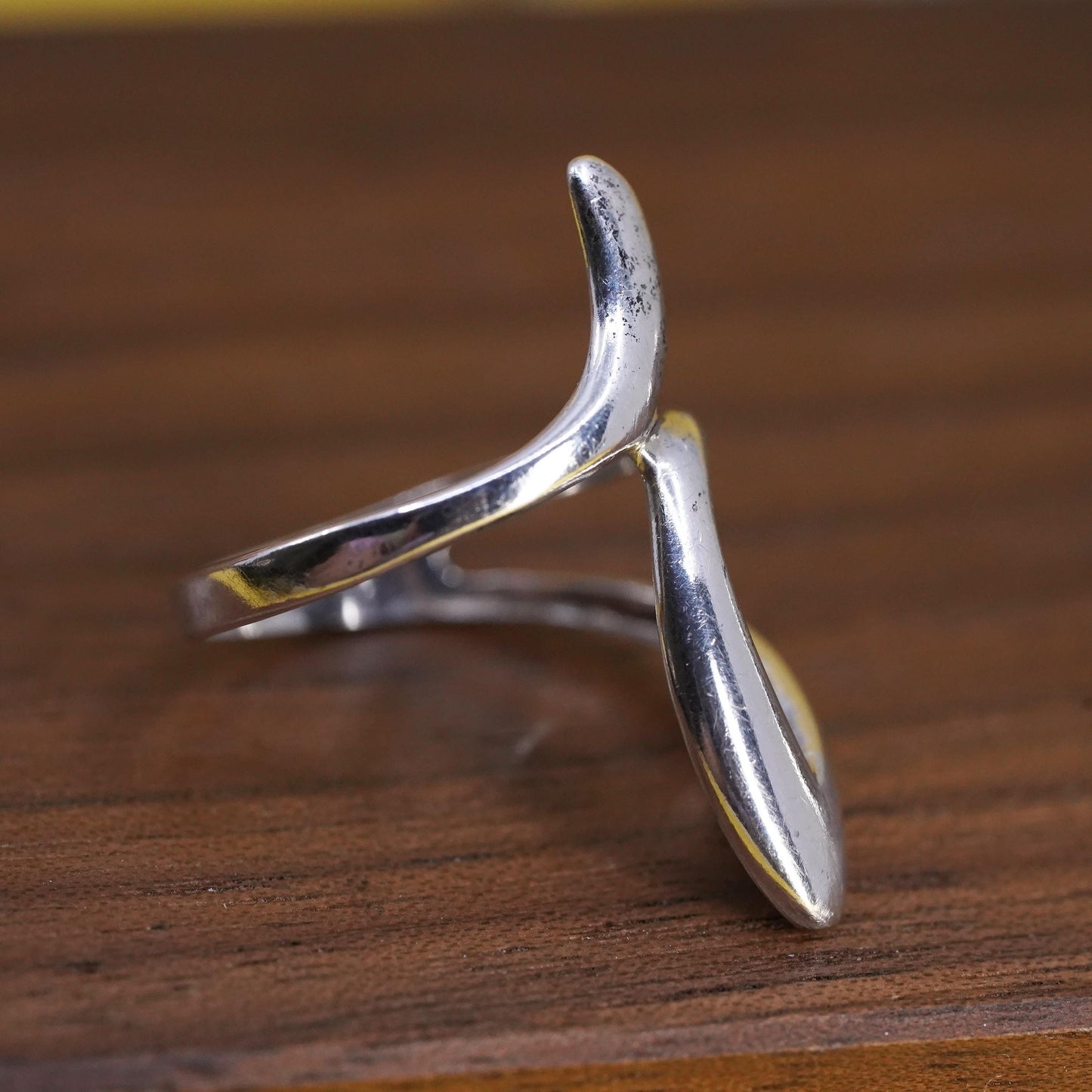 Size 7.25, vintage Sterling silver handmade ring, Modern 925 wavy band