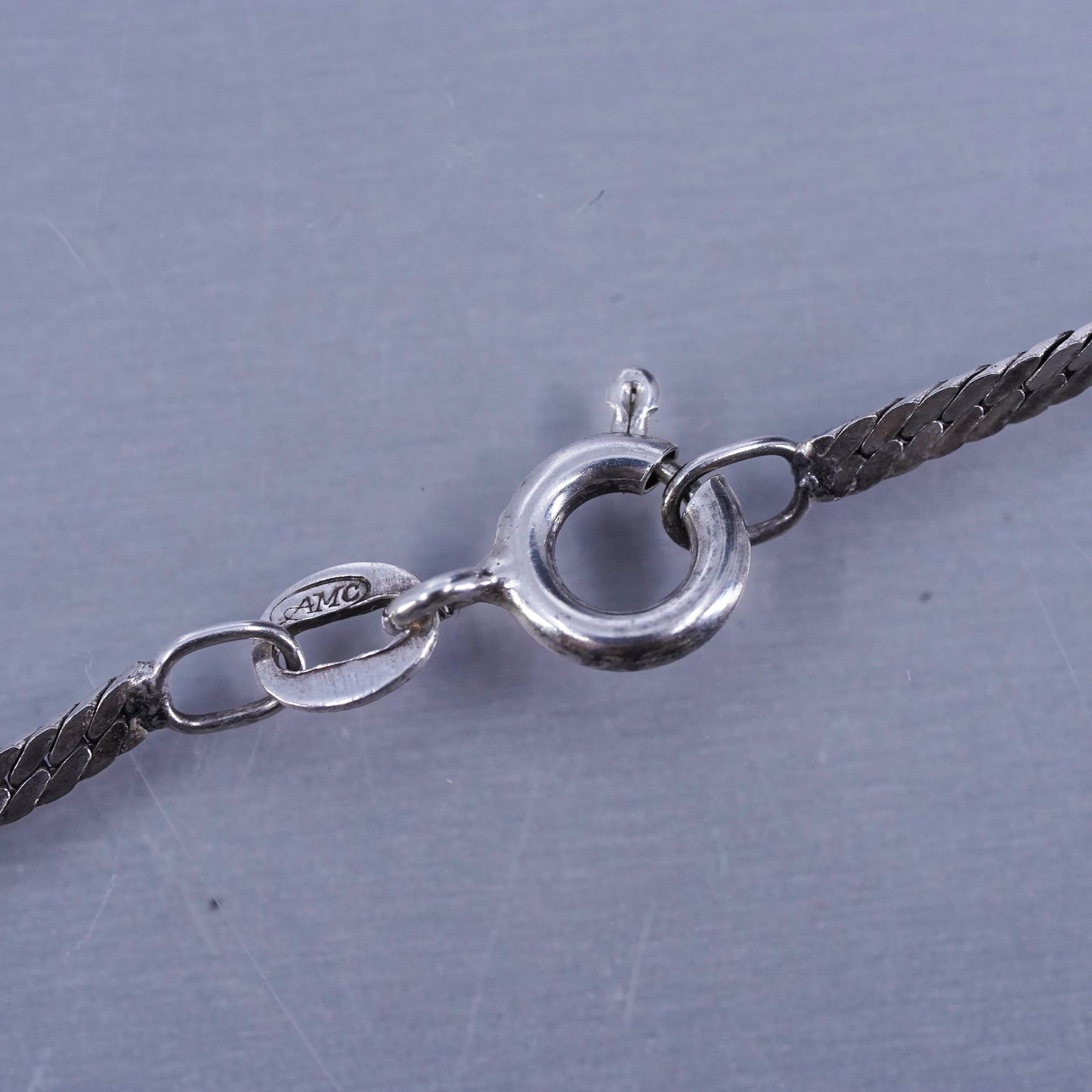 18” 2mm, vintage Italy Sterling 925 silver flatten curb chain necklace